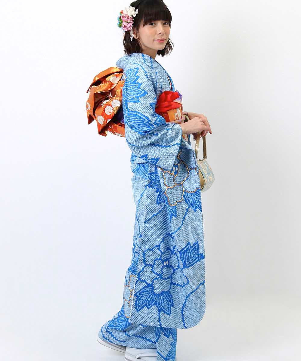 [レンタル] レンタル振袖フルセット-853 青系 花柄の宅配レンタル - 11