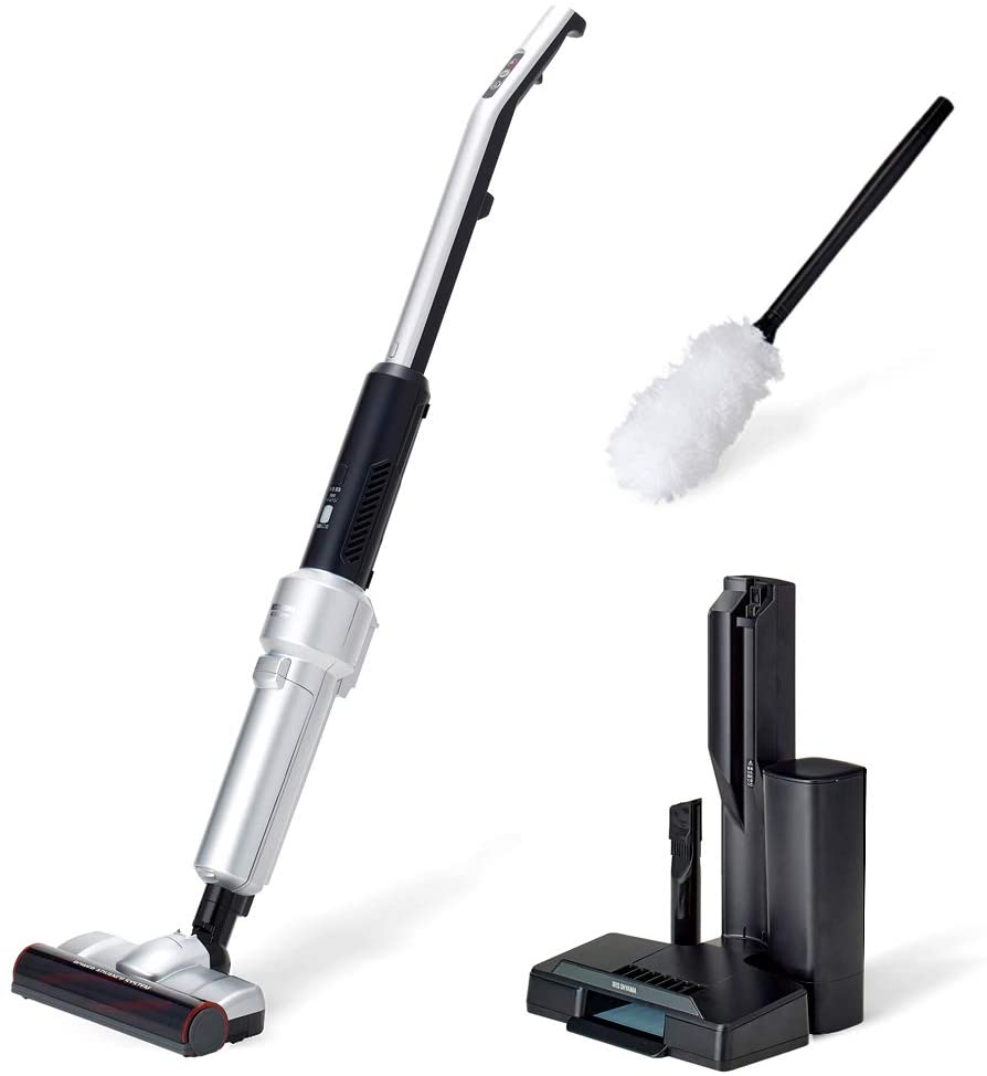 [レンタル] アイリスオーヤマ スティッククリーナー 静電モップ付 シルバー IC-SLDCP12 - 2