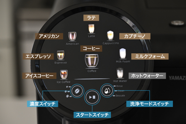 山善(YAMAZEN) YACM-M1593 全自動コーヒーメーカー タッチパネル メニュー・スイッチ一覧 - 6