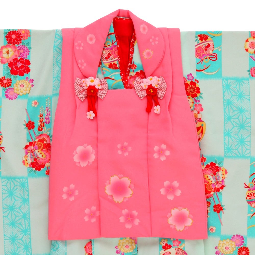 [レンタル] 七五三/節句 被布セット 3歳女の子 短冊模様 彩り手鞠の宅配レンタル - 1