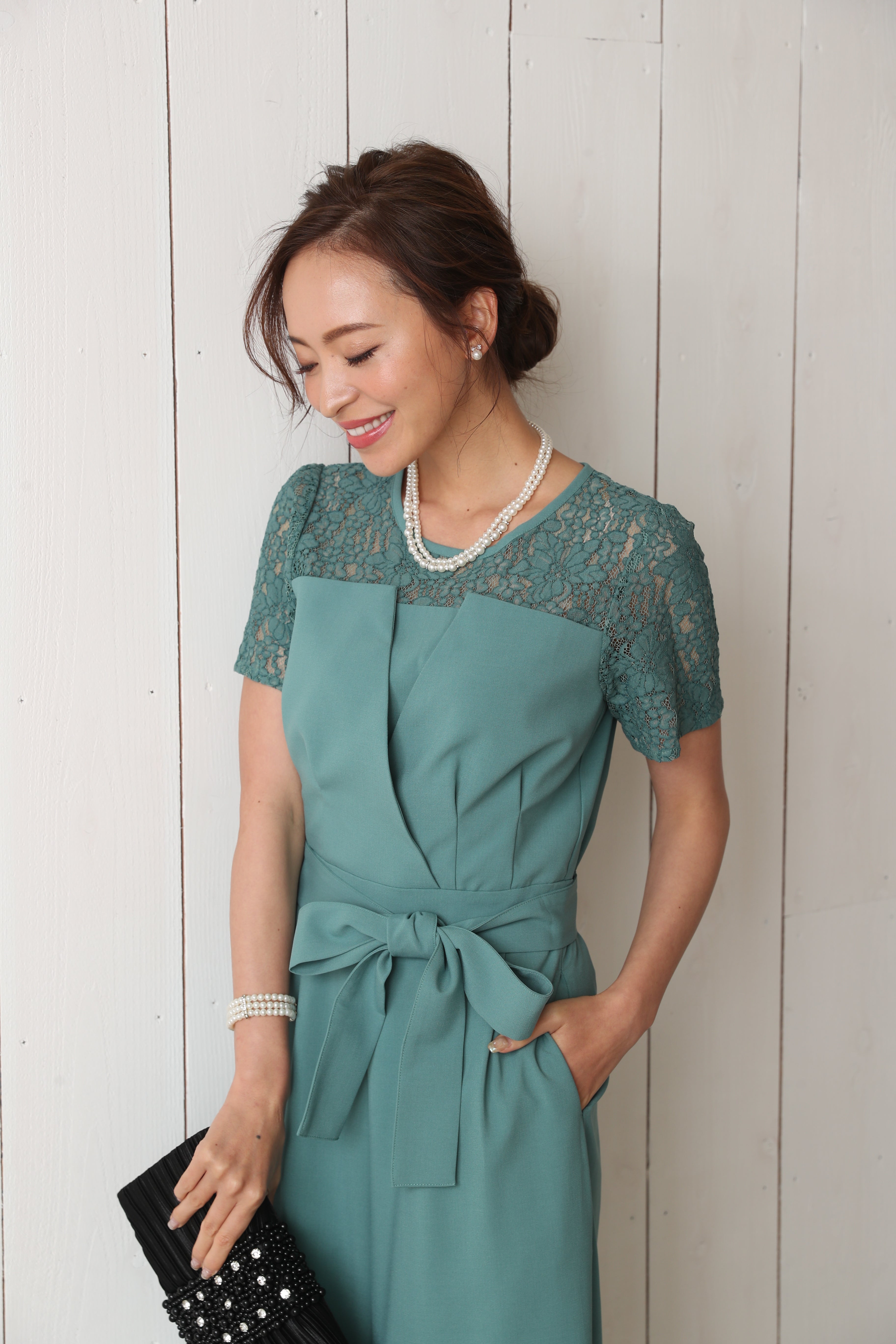 [レンタル] BELINDA DE CAPRIS 袖付きタックテーパード オールインワン パンツドレス ミントの宅配レンタル - 32