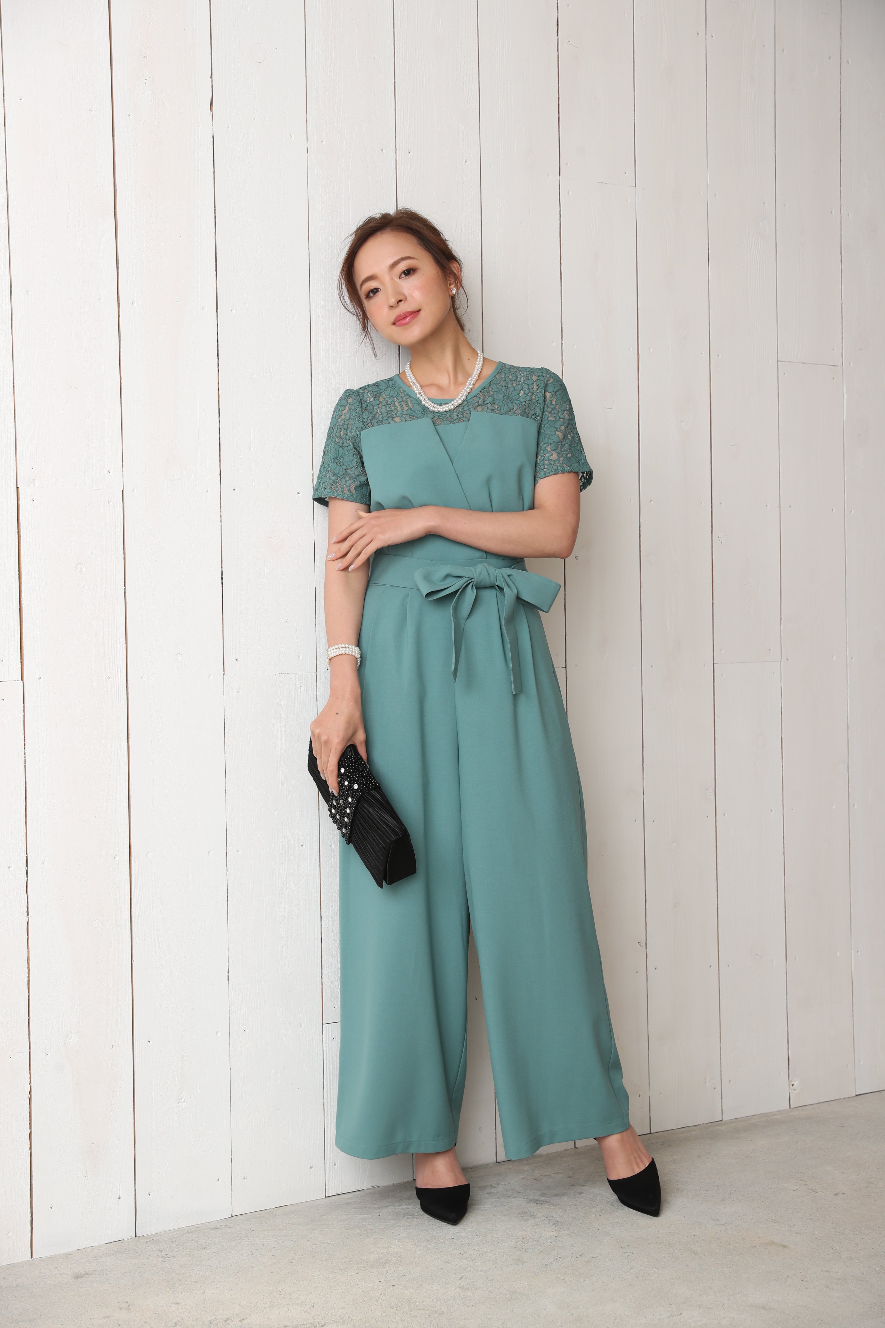 [レンタル] BELINDA DE CAPRIS 袖付きタックテーパード オールインワン パンツドレス ミントの宅配レンタル - 5