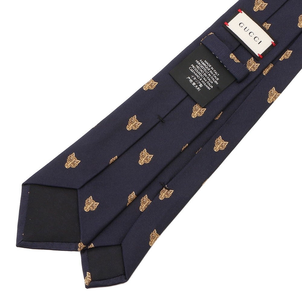 【極美品✨】グッチ ネクタイ ネイビー タイガー ハート 花柄 現行 トラ 動物 極美品✨】グッチ ネクタイ ネイビー タイガー ハート 花柄 現行