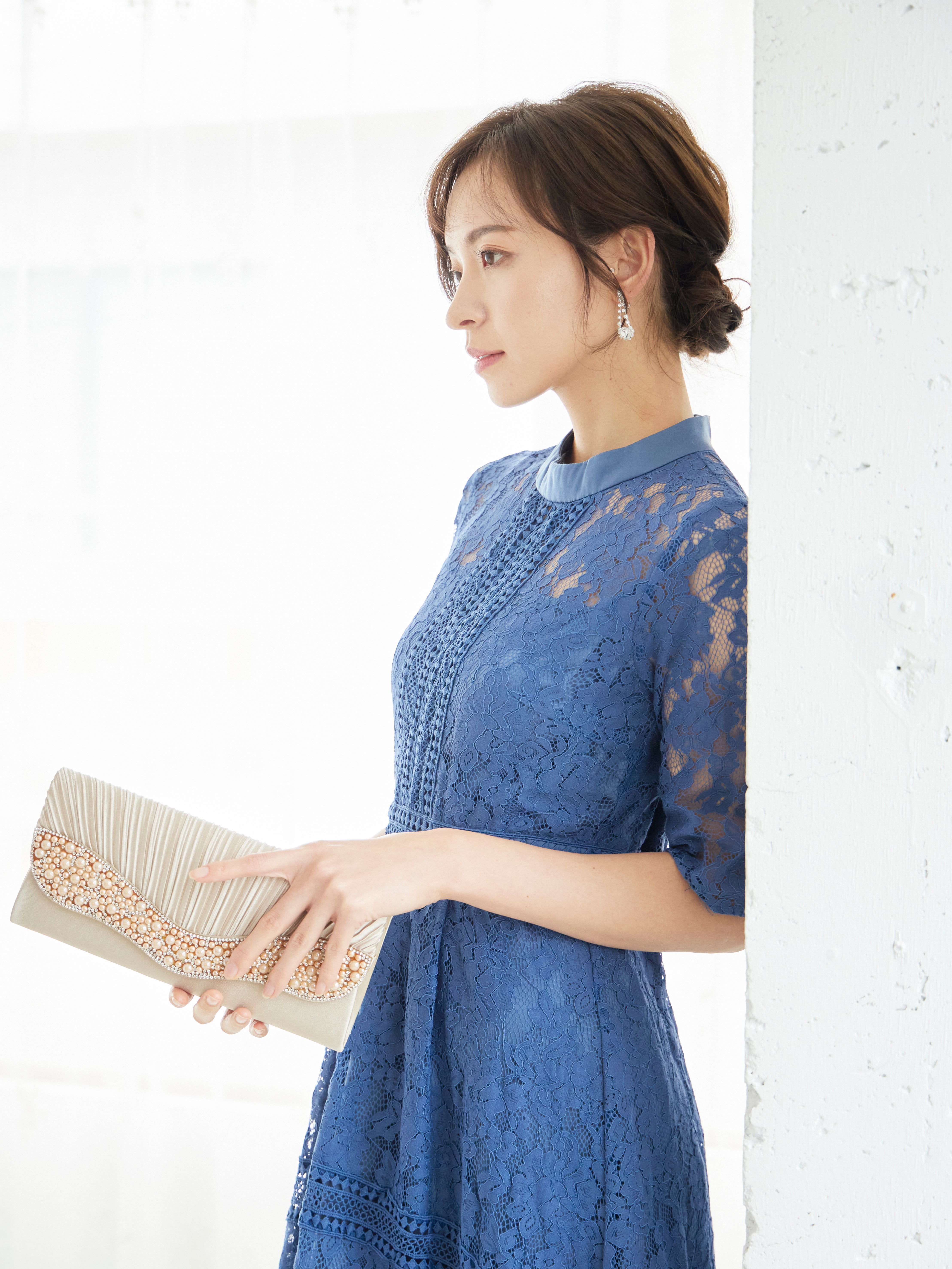 [レンタル] BELINDA DE CAPRIS ケミカルレース フィッシュテール ワンピースドレス ブルーの宅配レンタル - 11