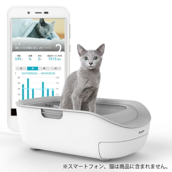 [レンタル] 見守る猫トイレ SHARP 「ペットケアモニター」 【1か月分のチップ＆シート付】【リニューアル新プラン】 - 1