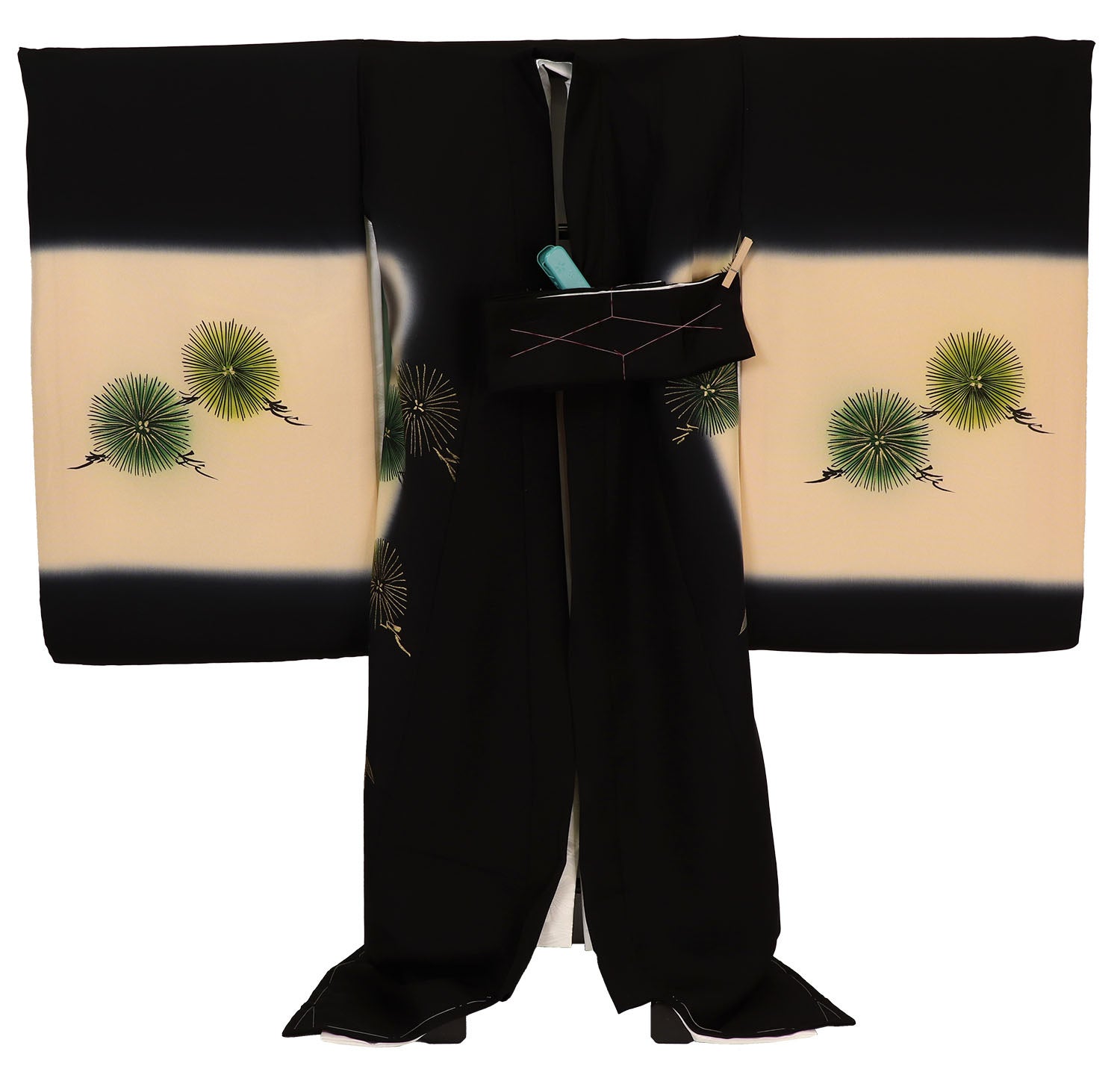 [レンタル] 男の子 お宮参り 産着 レンタル6点フルセット 正絹 刺繍龍虎 黒色の宅配レンタル - 2