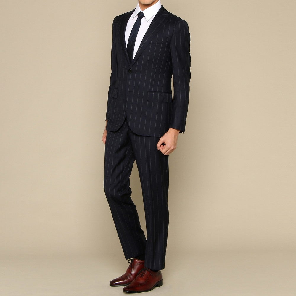 [レンタル] シンプリシテプリュス ストライプ メンズスーツ2点セット(ジャケット+パンツ) ネイビーの宅配レンタル - 6