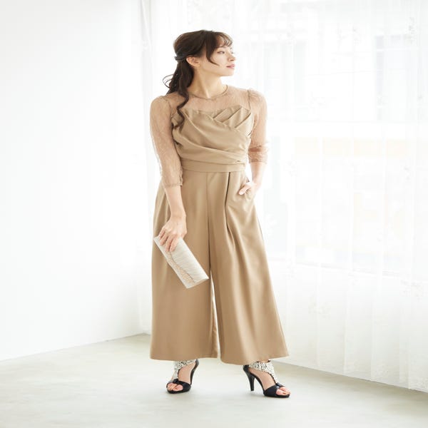 Lerura パンツドレス ベージュ M Lerura パンツドレス ベージュ M