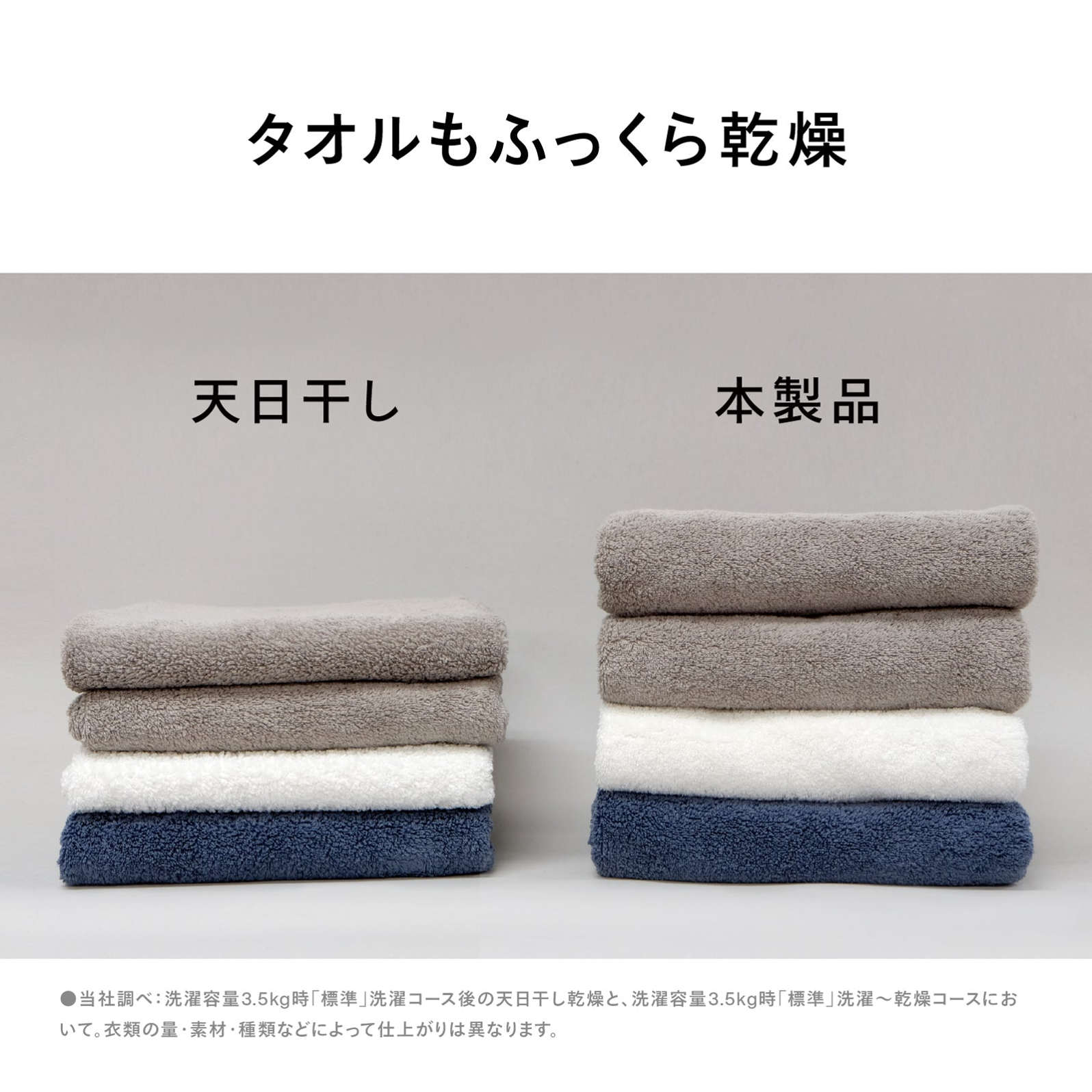 ツインバード ドラム式電気洗濯乾燥機 FW-FD90W タオルもふっくら乾燥 天日干しとの仕上がり比較 - 16