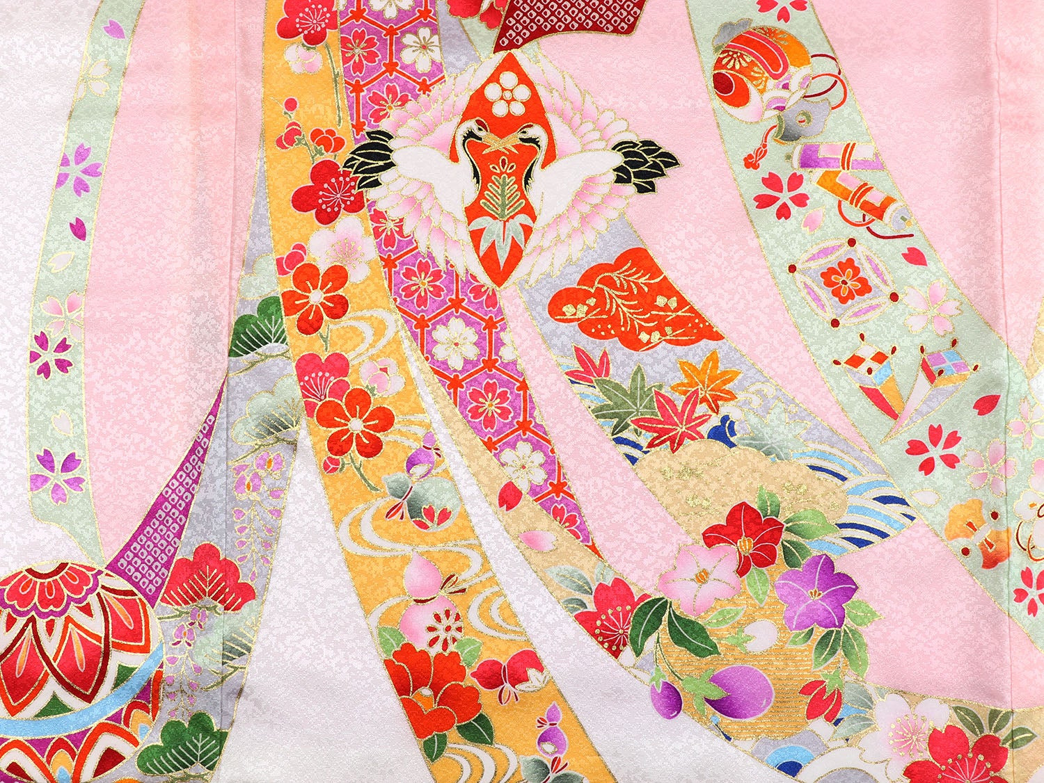 [レンタル] 女の子 お宮参り 産着 レンタル6点フルセット 正絹 鞠の十徳 白色の宅配レンタル - 5