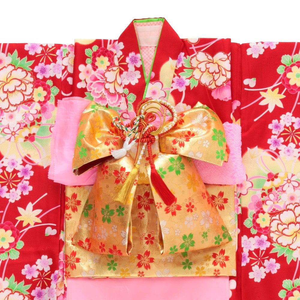 七五三/節句 着物セット 7歳女の子 満開牡丹 草花