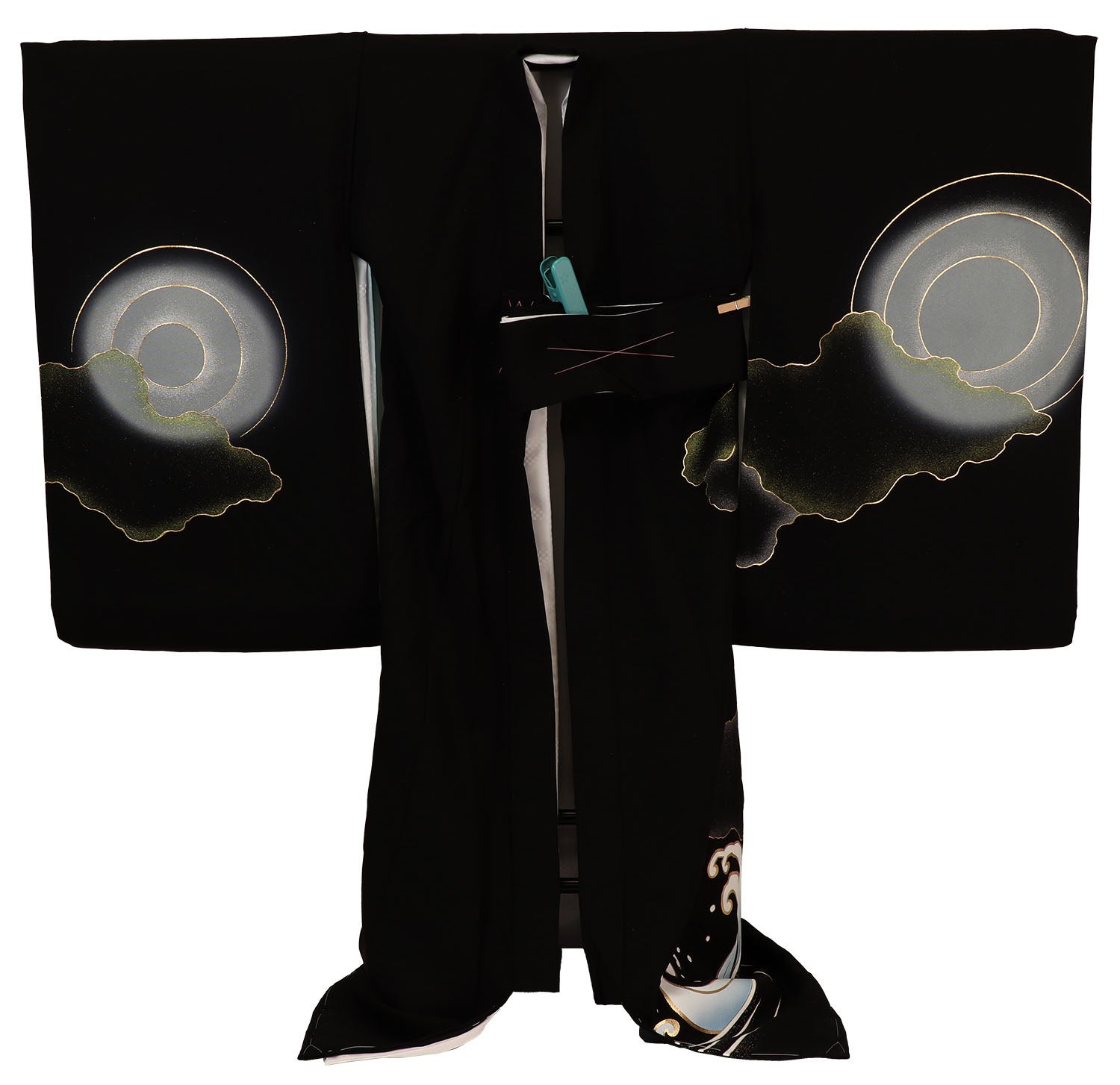 [レンタル] 男の子 お宮参り 産着 レンタル6点フルセット 正絹 龍に荒波 黒色の宅配レンタル - 2