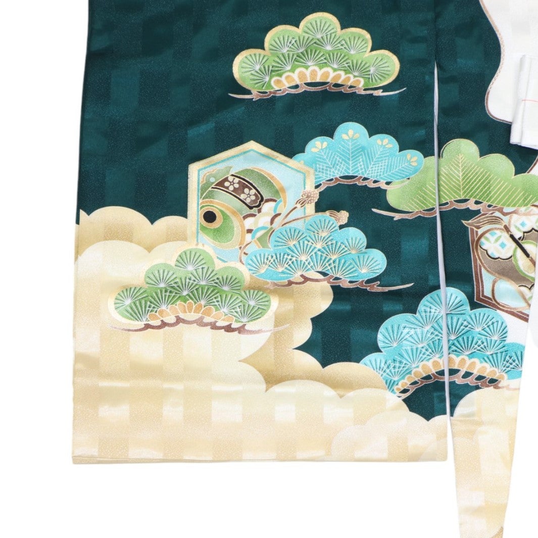 [レンタル] 男の子 お宮参り 産着レンタル6点フルセット 龍につづみ 深緑（松）の宅配レンタル - 3