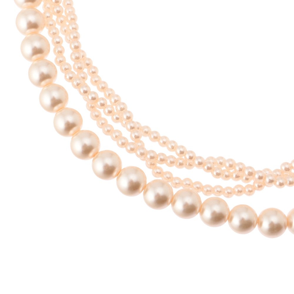 大小4連パールネックレス 花形モチーフ