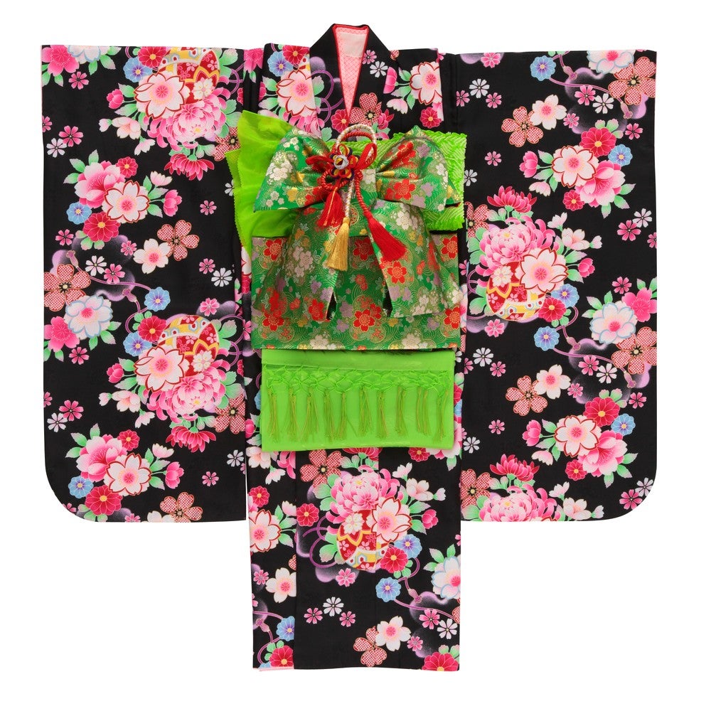 [レンタル] 七五三/節句 着物セット 7歳女の子 艶やか 黒美人の宅配レンタル - 4