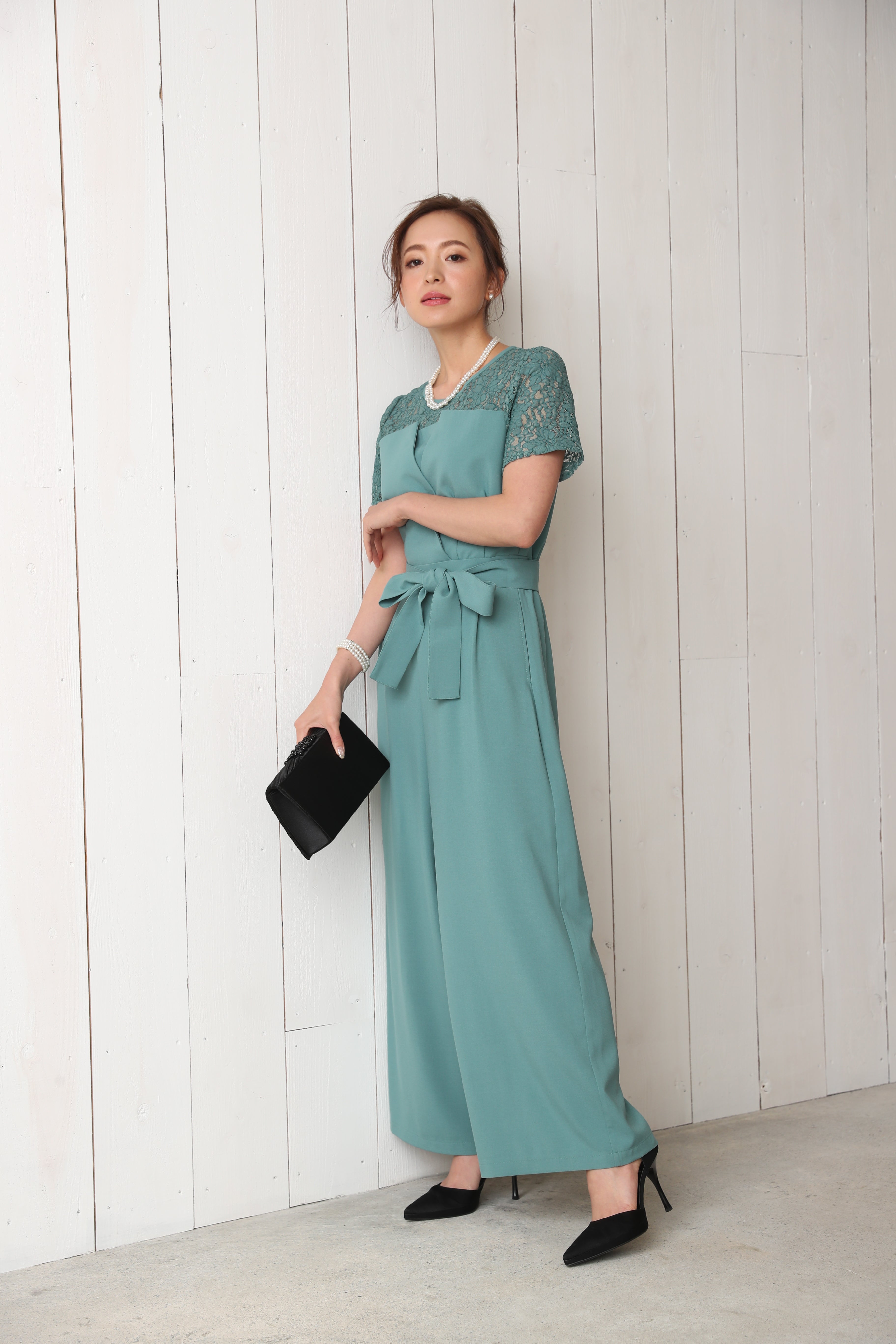 [レンタル] BELINDA DE CAPRIS 袖付きタックテーパード オールインワン パンツドレス ミントの宅配レンタル - 7