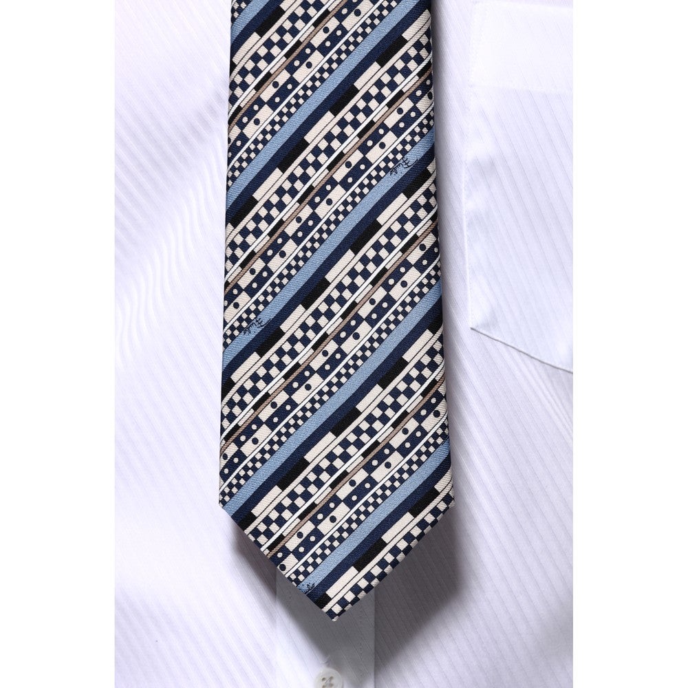 [レンタル] エミリオ・プッチ メンズネクタイ シルク ベージュ / ブラウン / ネイビー アイビーストライプ柄の宅配レンタル - 9