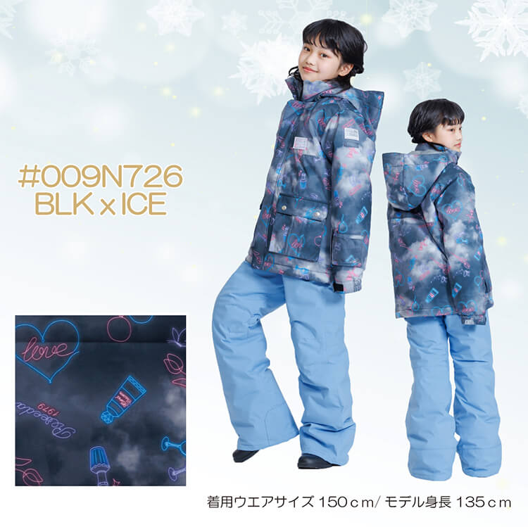 オンヨネ(ONYONE) キッズ スキー・スノボウェア 上下セット ブラック×ブルー (130cm～160cm)