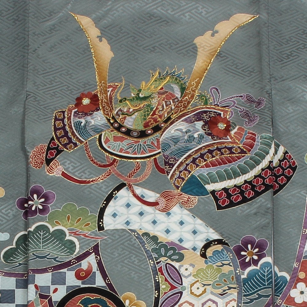 [レンタル] 男の子 お宮参り 産着レンタル6点フルセット 正絹 龍 亀甲紋の宅配レンタル - 3