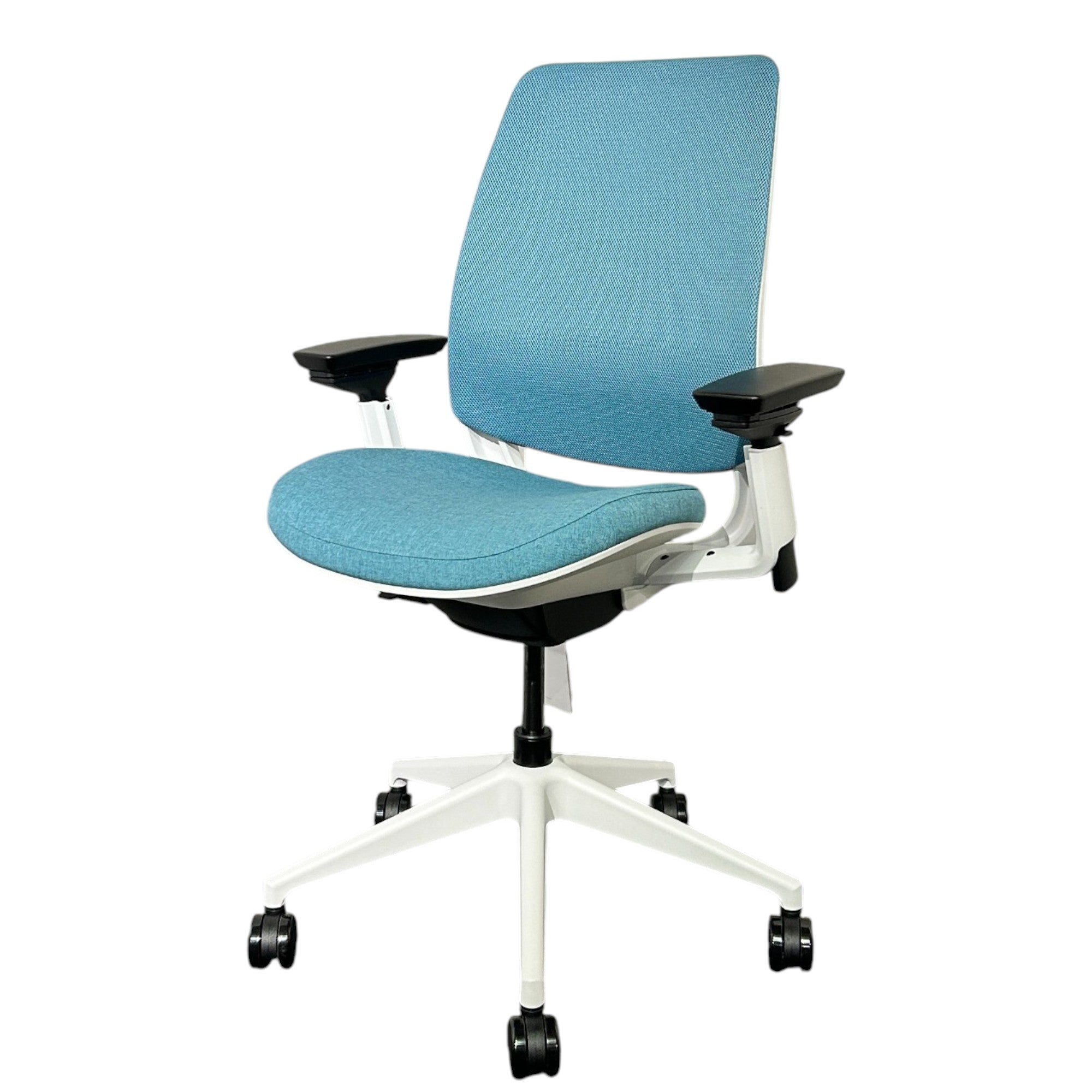 [レンタル] Steelcase オフィスチェア Series2 ハイバック 可動肘 ランバーサポート ラグーン ホワイト 436AIR3DSA