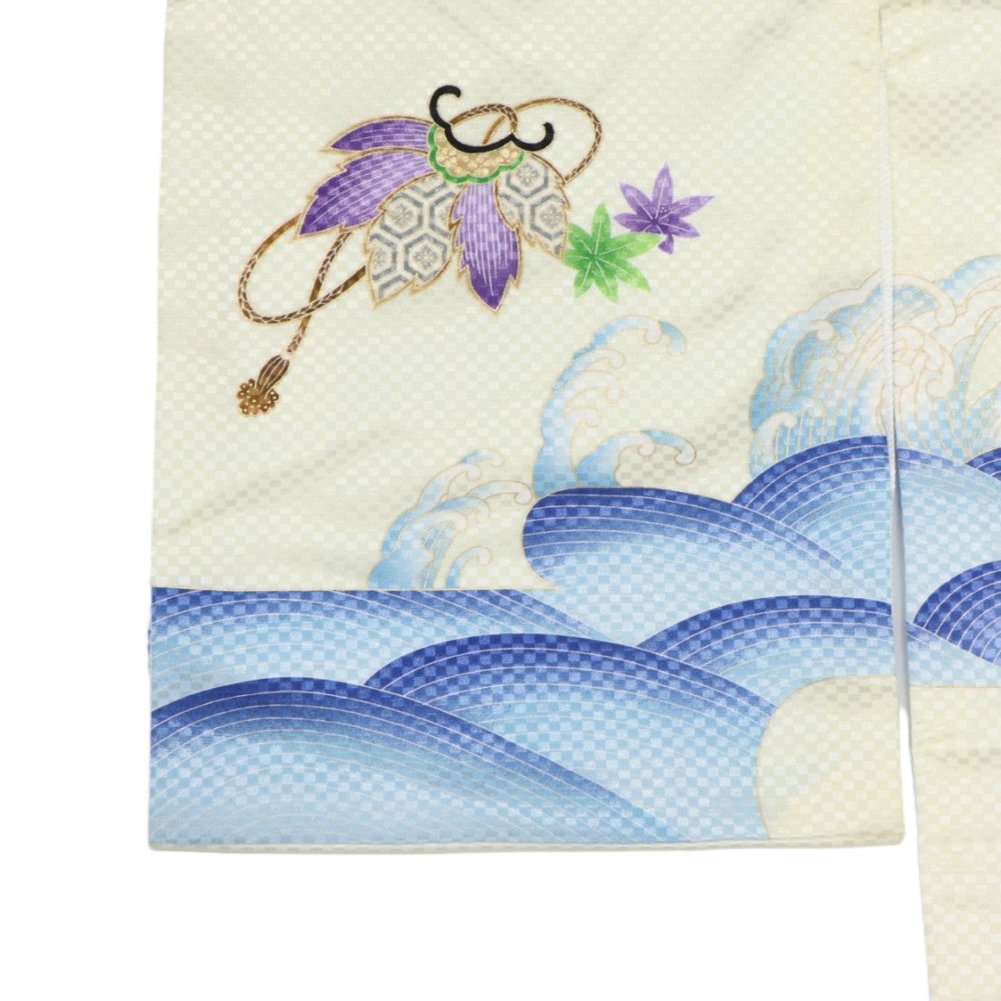 [レンタル] 男の子 お宮参り 産着レンタル6点フルセット 鷹に波 白の宅配レンタル - 3