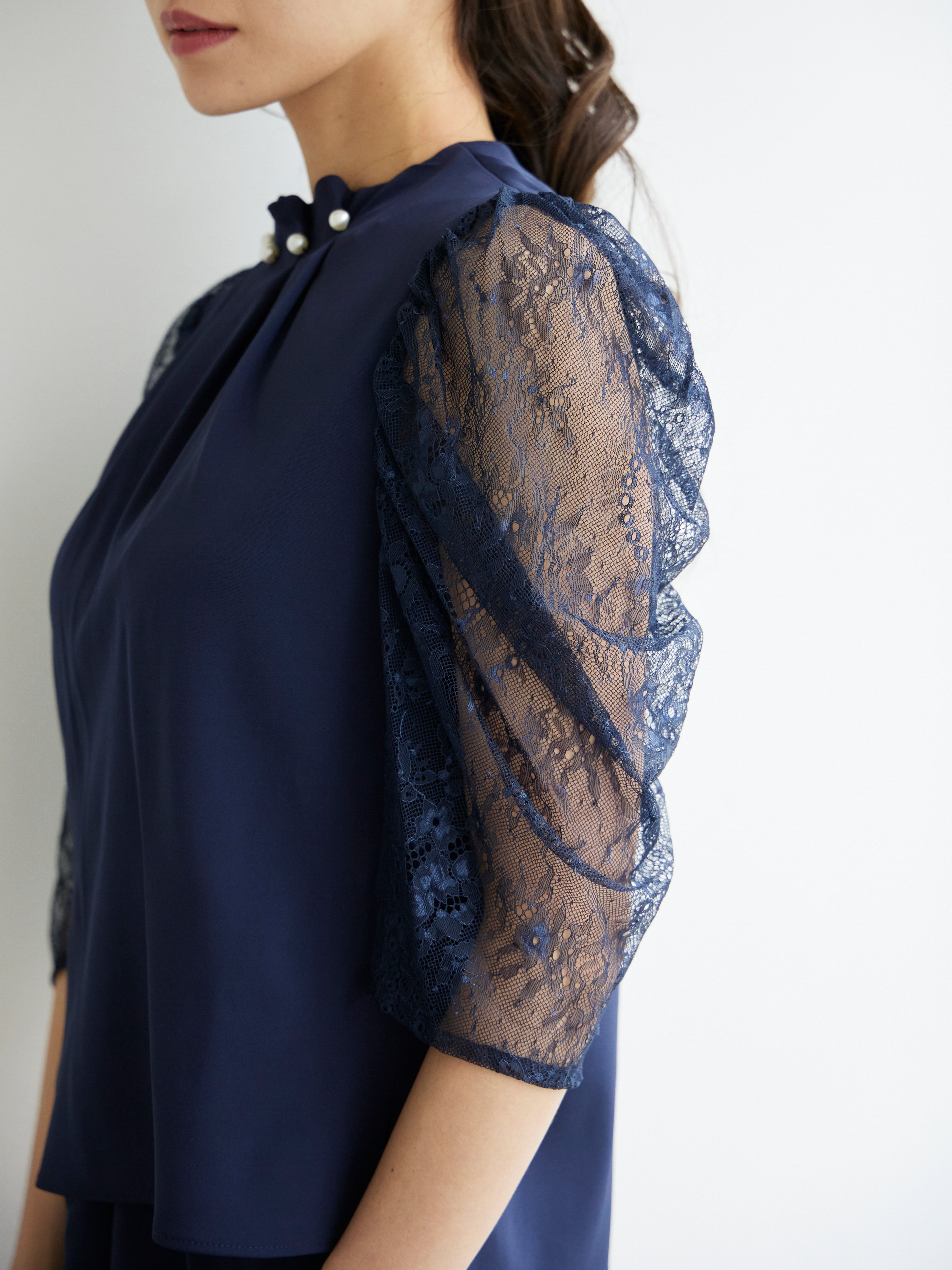 [レンタル] BELINDA DE CAPRIS パールボタン付き セットアップ パンツドレス ネイビーの宅配レンタル - 12