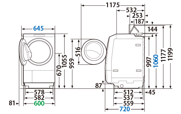 レンタル] 東芝 【左開き】 ZABOON(ザブーン) TW-127XP3L 洗濯12kg