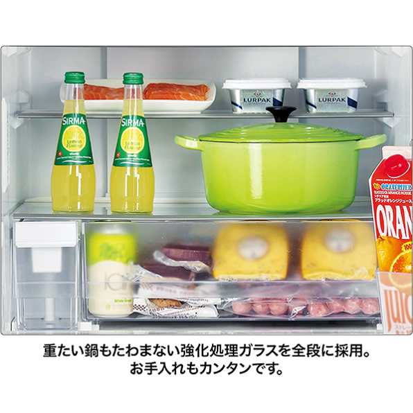 [401L][ファミリー向け][右開き]アクア AQR-S40A 冷凍冷蔵庫 ライトグレー 全段に採用した強化処理ガラス棚 - 10