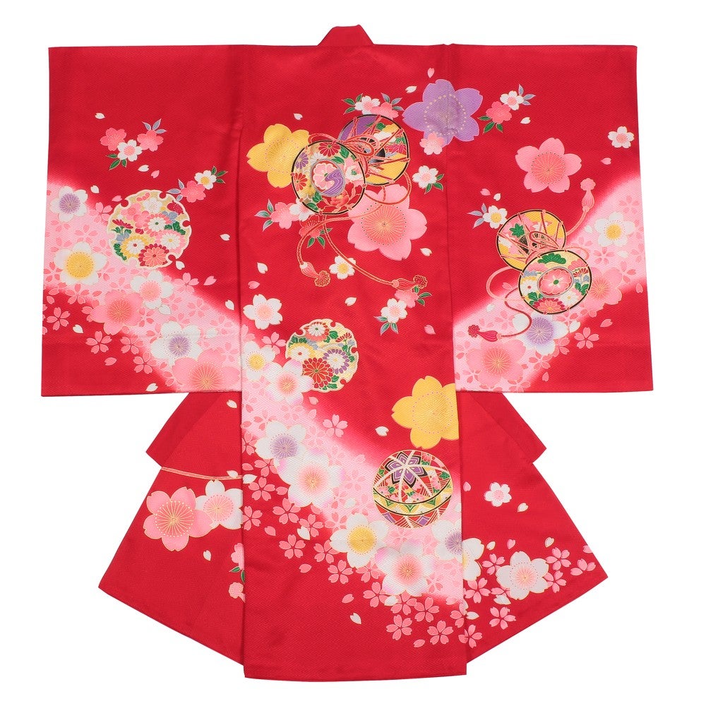 女の子 お宮参り 産着レンタル6点フルセット 正絹 小太鼓 鞠