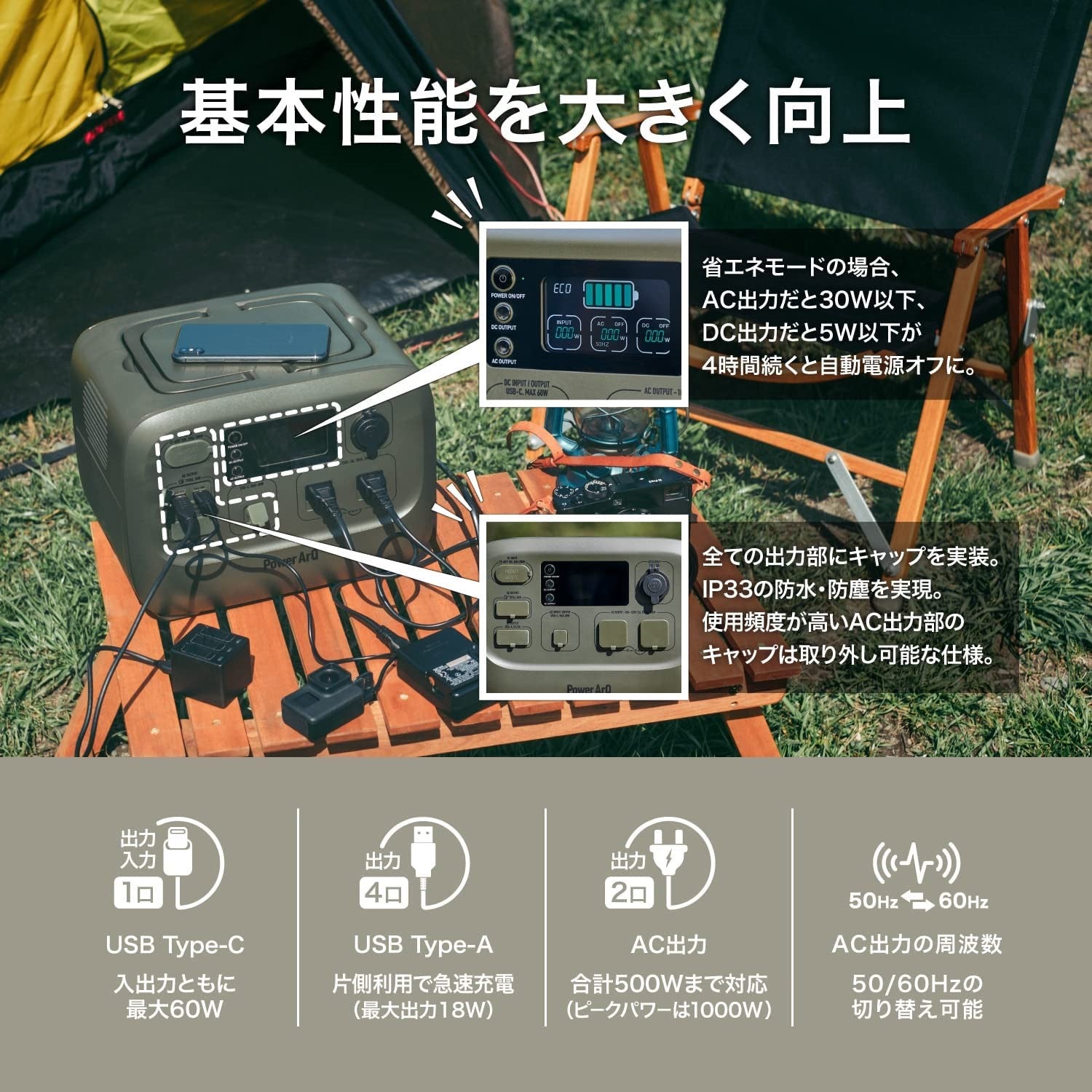 [レンタル] 加島商事 PowerArQ 3 ポータブル電源（555Wh）Smart Tap - 7