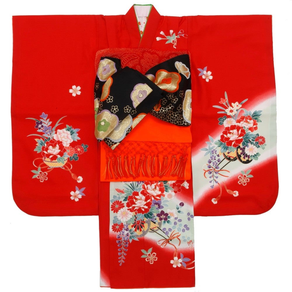 [レンタル] 七五三/節句 着物セット 7歳女の子 牡丹 御所車Aの宅配レンタル - 5