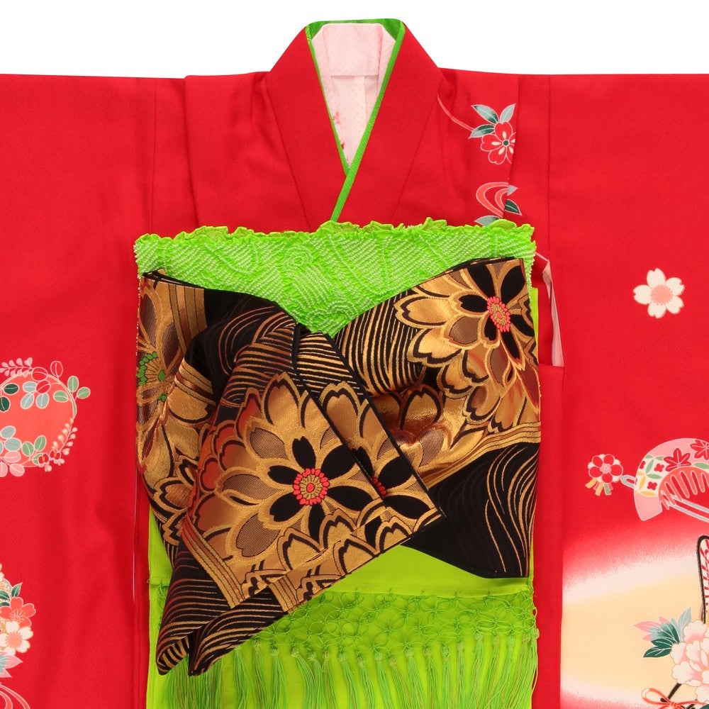 七五三/節句 着物セット 7歳女の子 古典柄 御所車