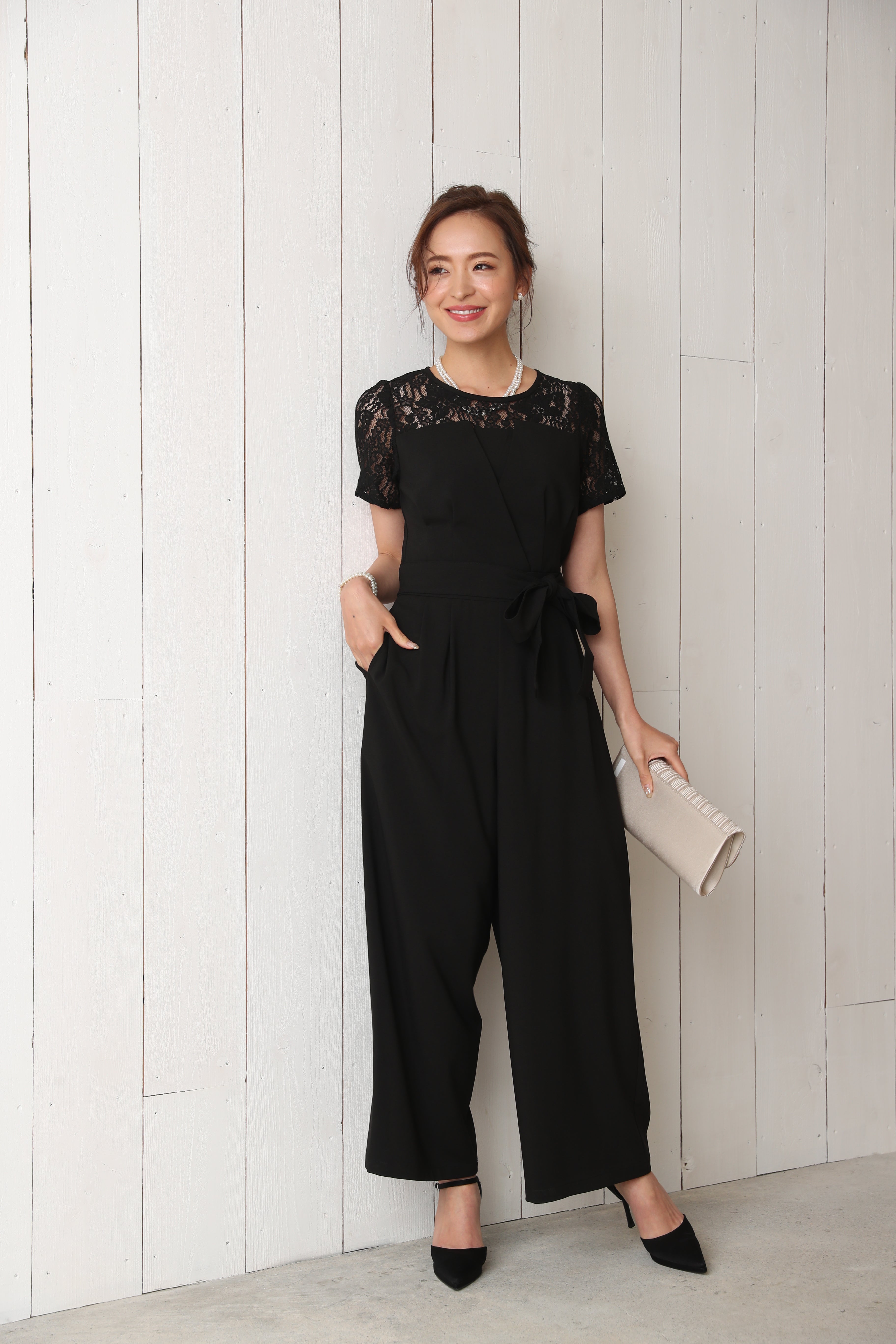 [レンタル] BELINDA DE CAPRIS 袖付きタックテーパード オールインワン パンツドレス ブラックの宅配レンタル - 13