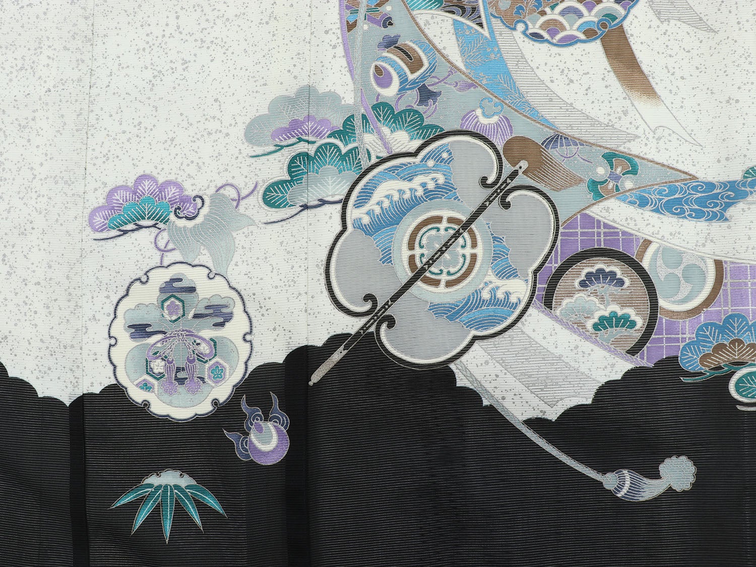 [レンタル] 男の子 お宮参り 産着 絽（夏用） レンタル6点フルセット 鷹に軍配 薄い黒色 / 墨黒の宅配レンタル - 5