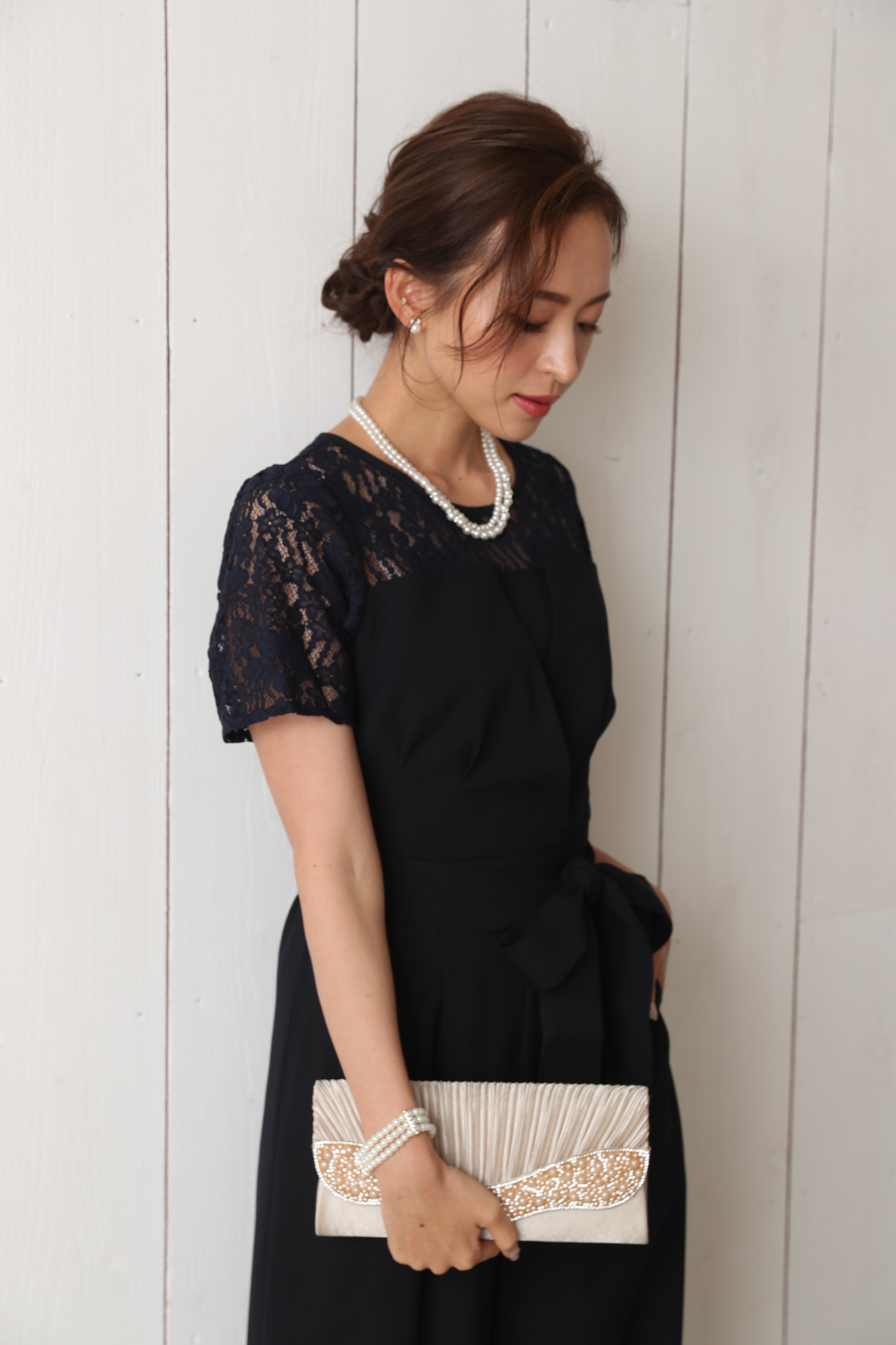 [レンタル] BELINDA DE CAPRIS 袖付きタックテーパード オールインワン パンツドレス ネイビーの宅配レンタル - 21