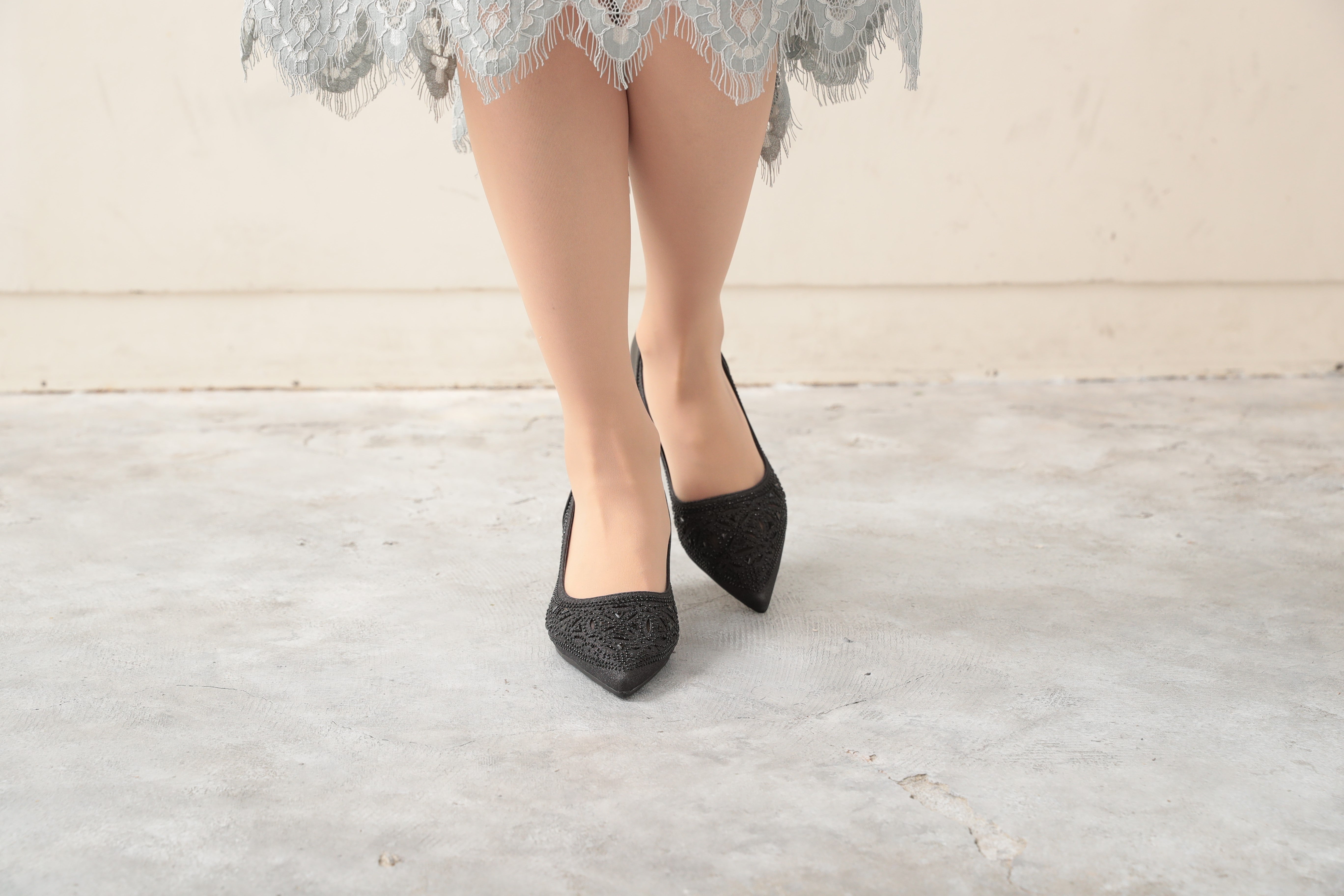 [レンタル] アートマリー 幾何学柄グリッターパンプス ブラックの宅配レンタル - 7