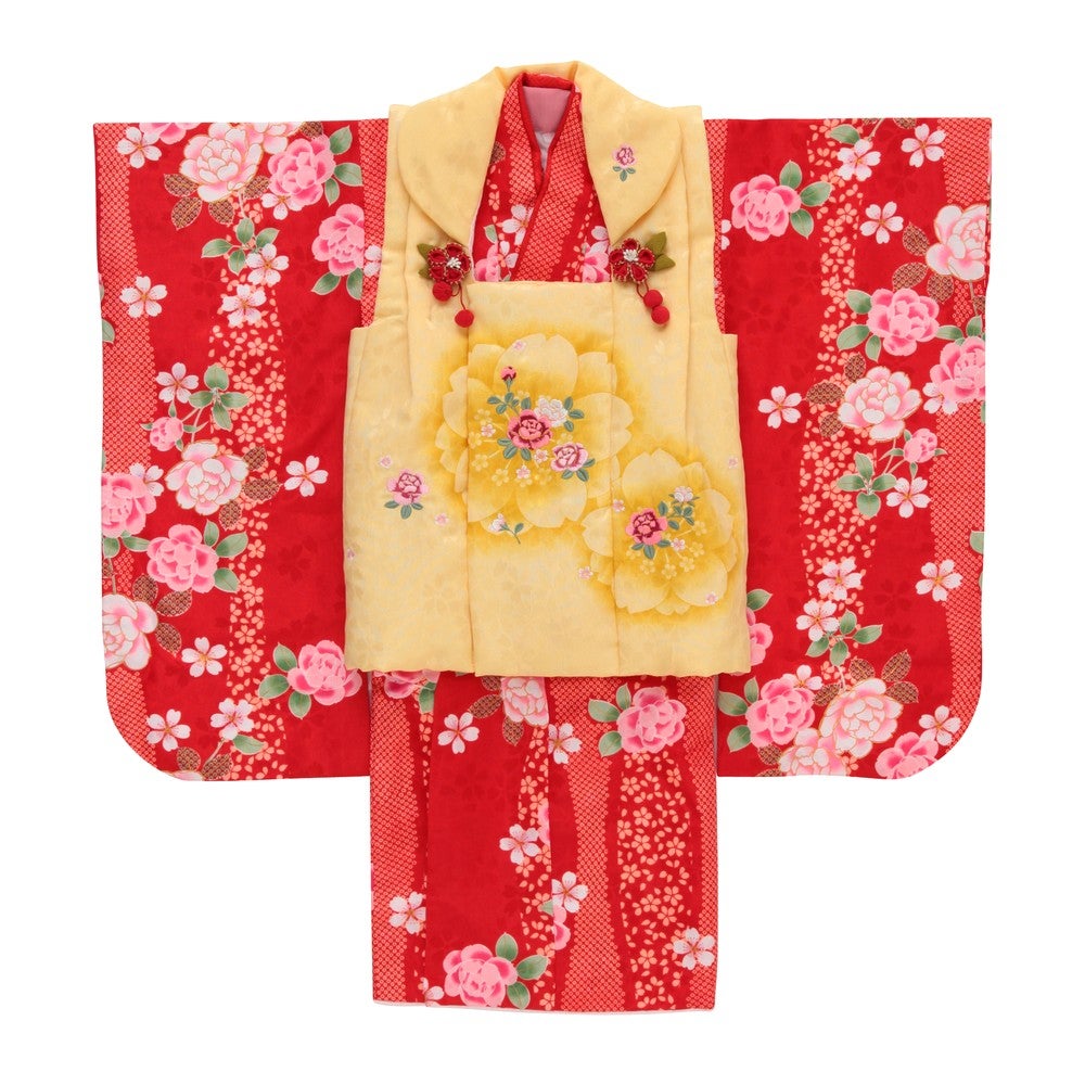 [レンタル] 七五三/節句 被布セット 3歳女の子 被布セット 大牡丹 川柳の宅配レンタル - 5