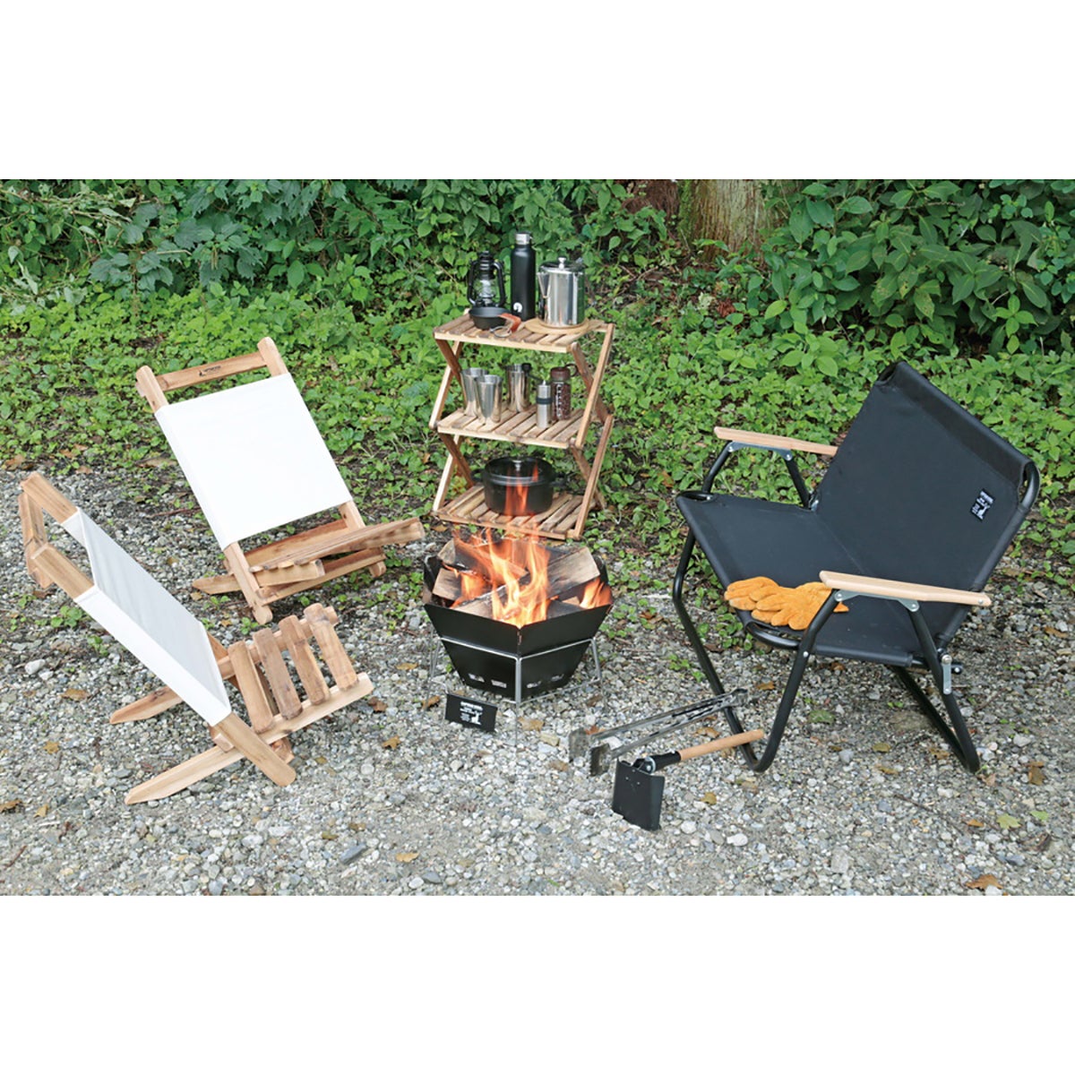 [レンタル] キャプテンスタッグ ブラックラベル ヘキサステンレスファイアグリル焚火台 CS-UG50 - 3