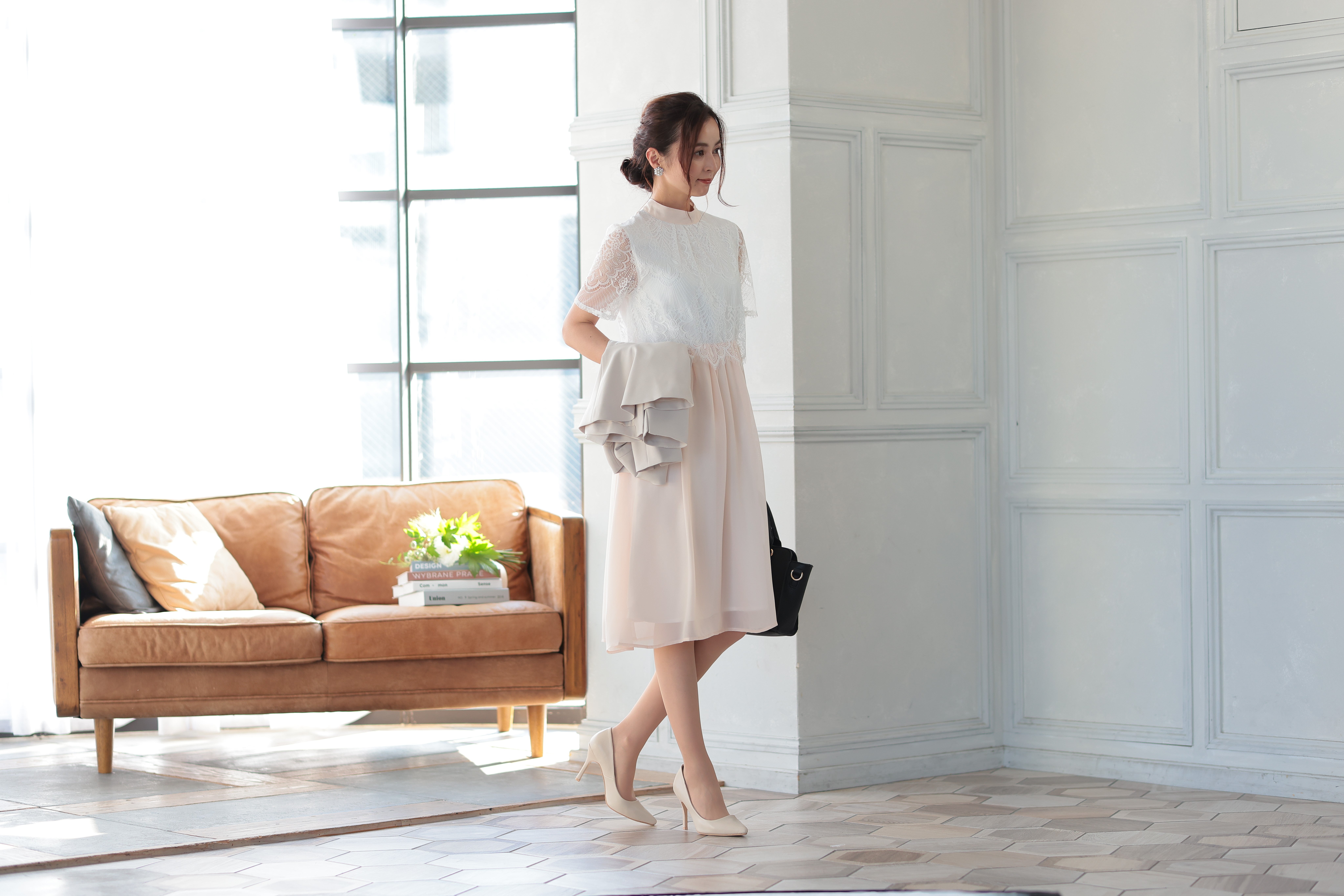 [レンタル] アートマリー ボトルネックワンピースジャケットスーツ【2点セット】ベージュの宅配レンタル - 3