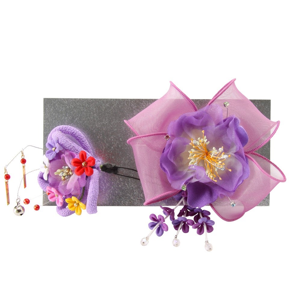 [レンタル] 七五三/節句 和装髪飾り 花かんざし (ピンク / パープル)の宅配レンタル - 9