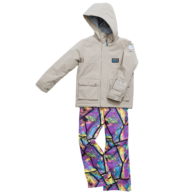 [レンタル] オンヨネ(ONYONE) キッズ スキー・スノボウェア 上下セット ベージュ×パープル (130cm～160cm)の宅配レンタル - 2