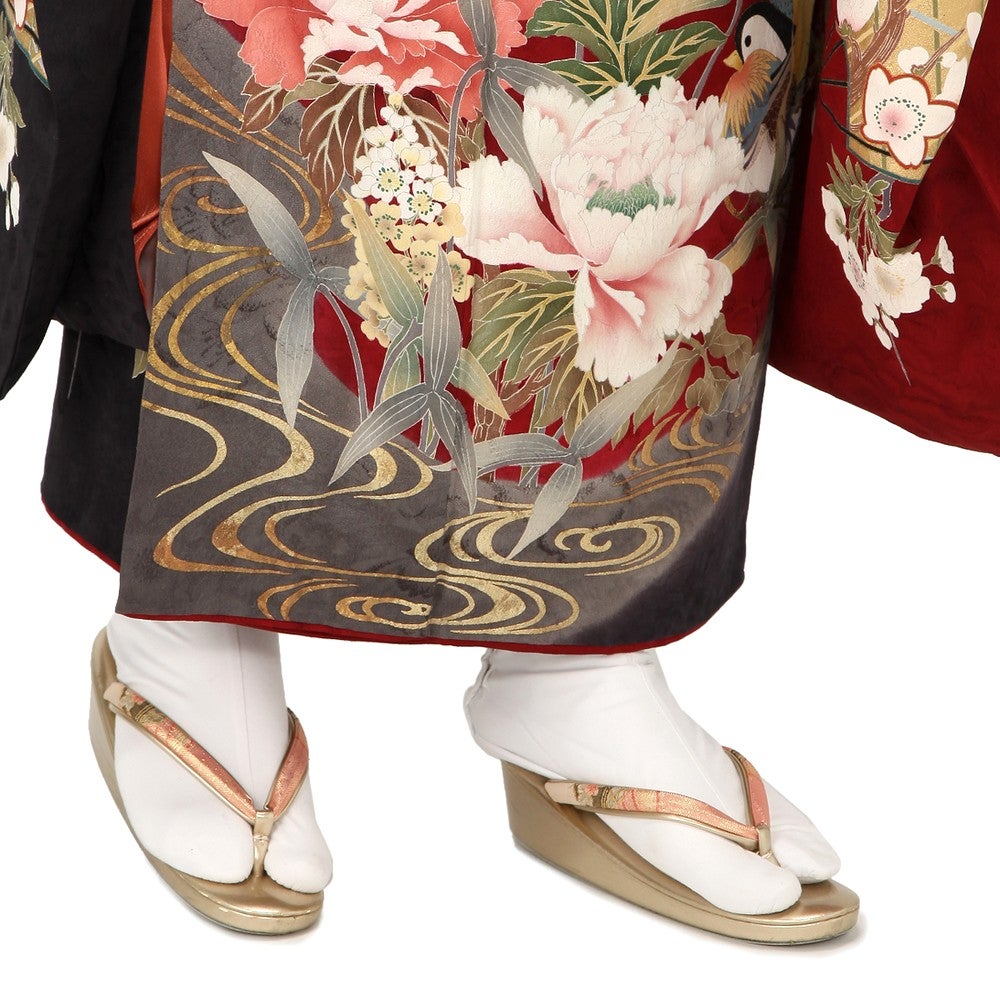 [レンタル] 振袖 大花柄 Mサイズ(レッド×ブラック,レッド) / Lサイズ(ネイビー)の宅配レンタル - 21