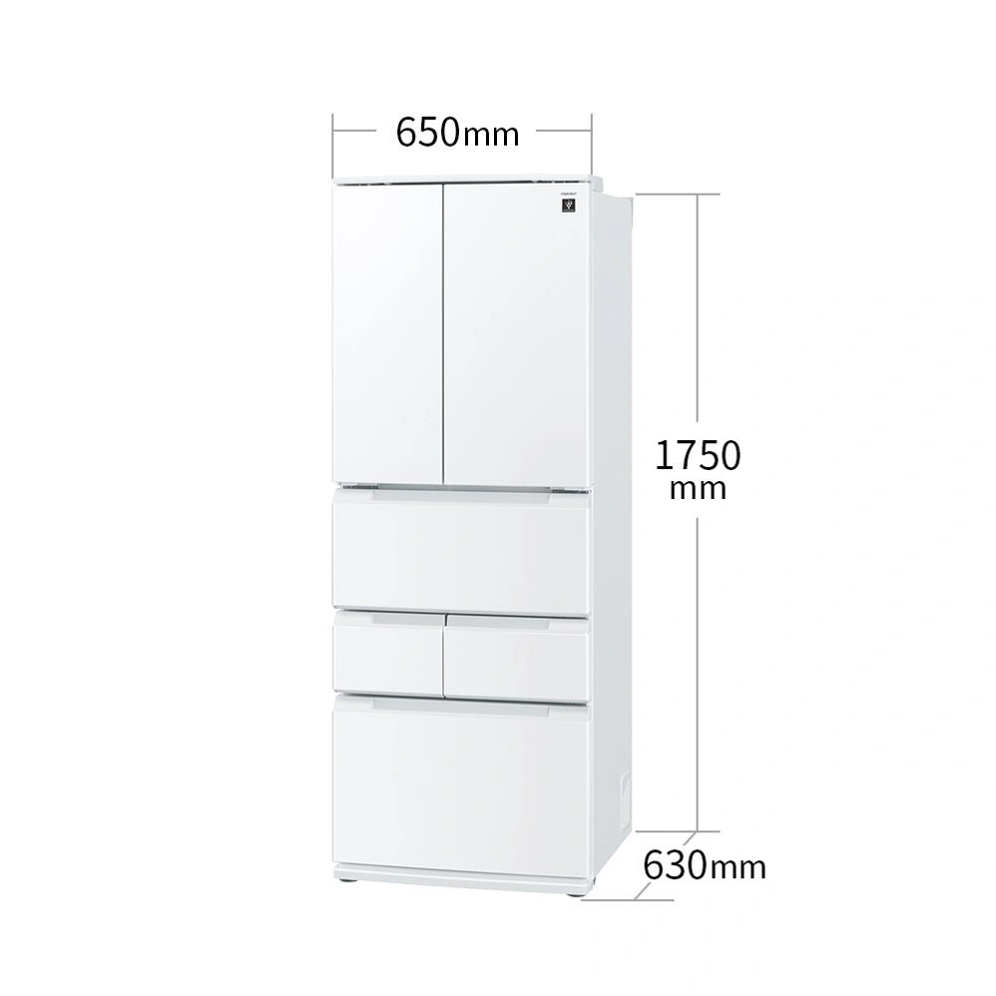 シャープ SJ-MF43R 冷凍冷蔵庫 本体寸法図 幅650mm×奥行630mm×高さ1750mm - 7