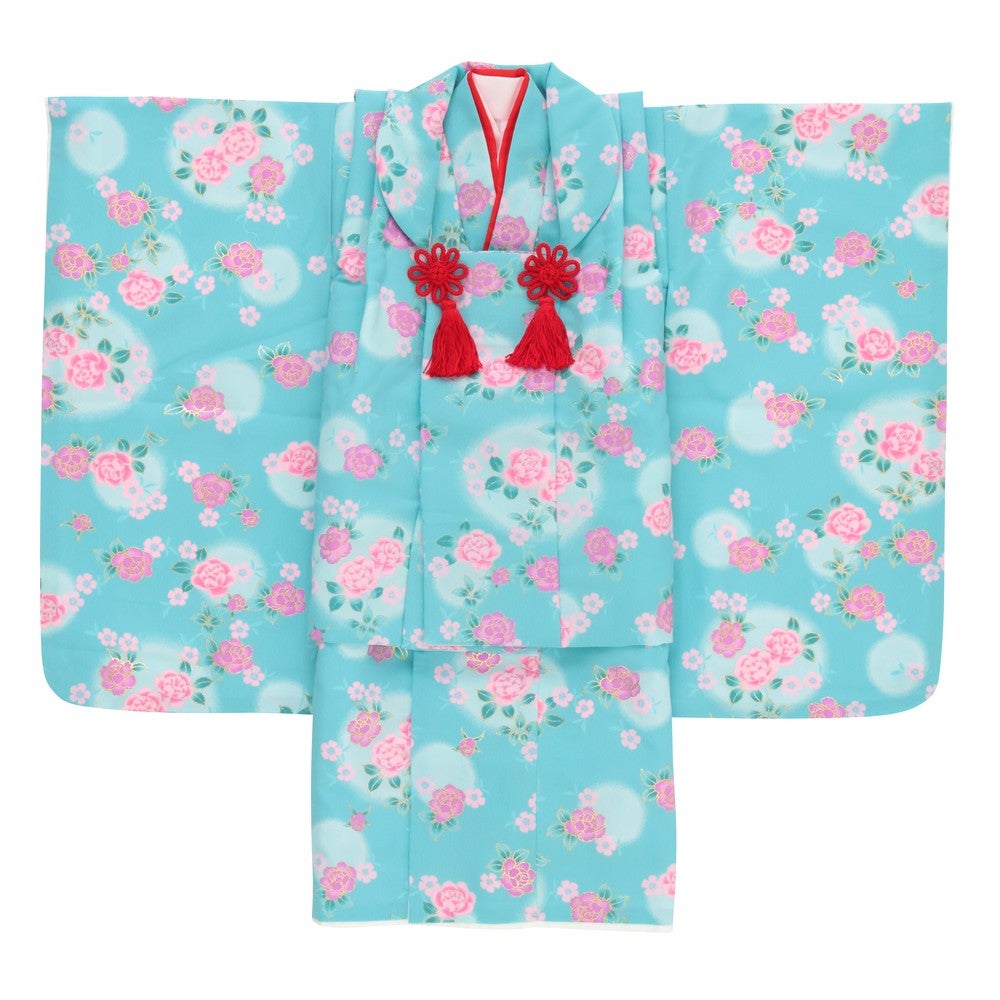 青色の七五三被布着物レンタル