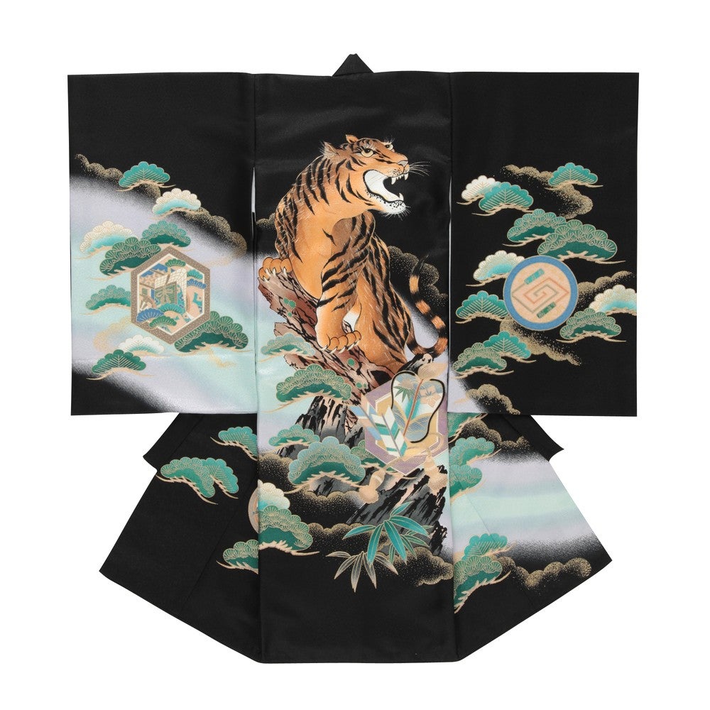 男の子 お宮参り 産着レンタル6点フルセット 交織 虎 松