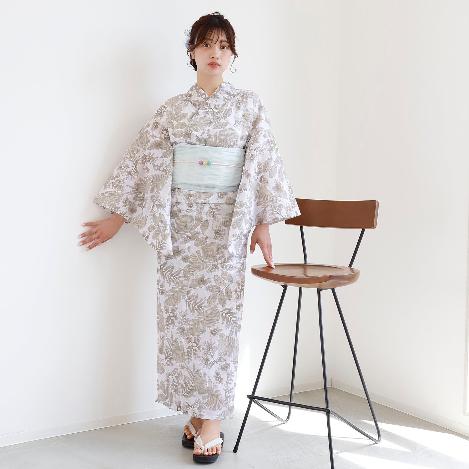[レンタル] [2025新作]SION レディース浴衣 葉模様 フリーサイズの宅配レンタル - 2