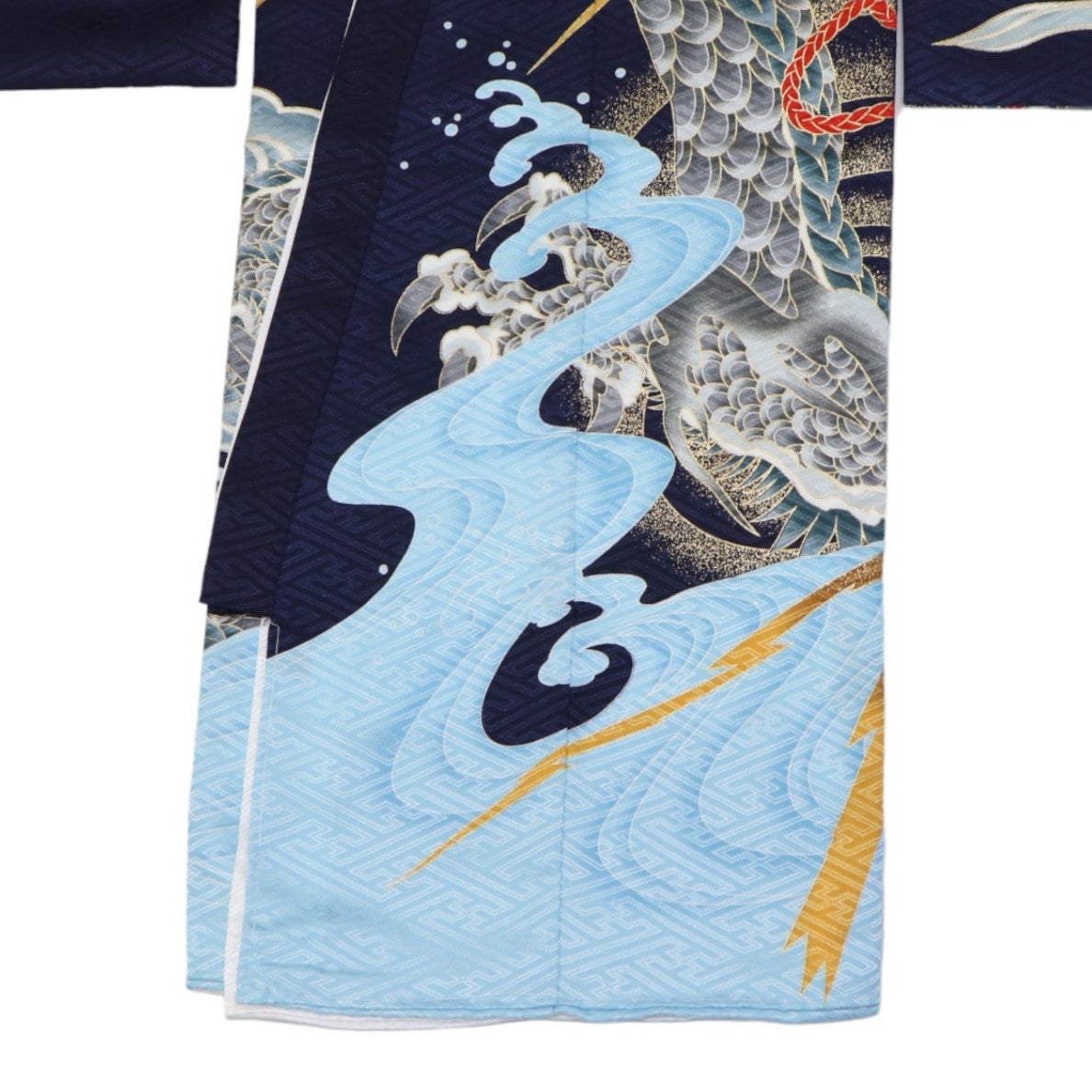 [レンタル] 男の子 お宮参り 産着レンタル6点フルセット 兜に龍 紺の宅配レンタル - 4