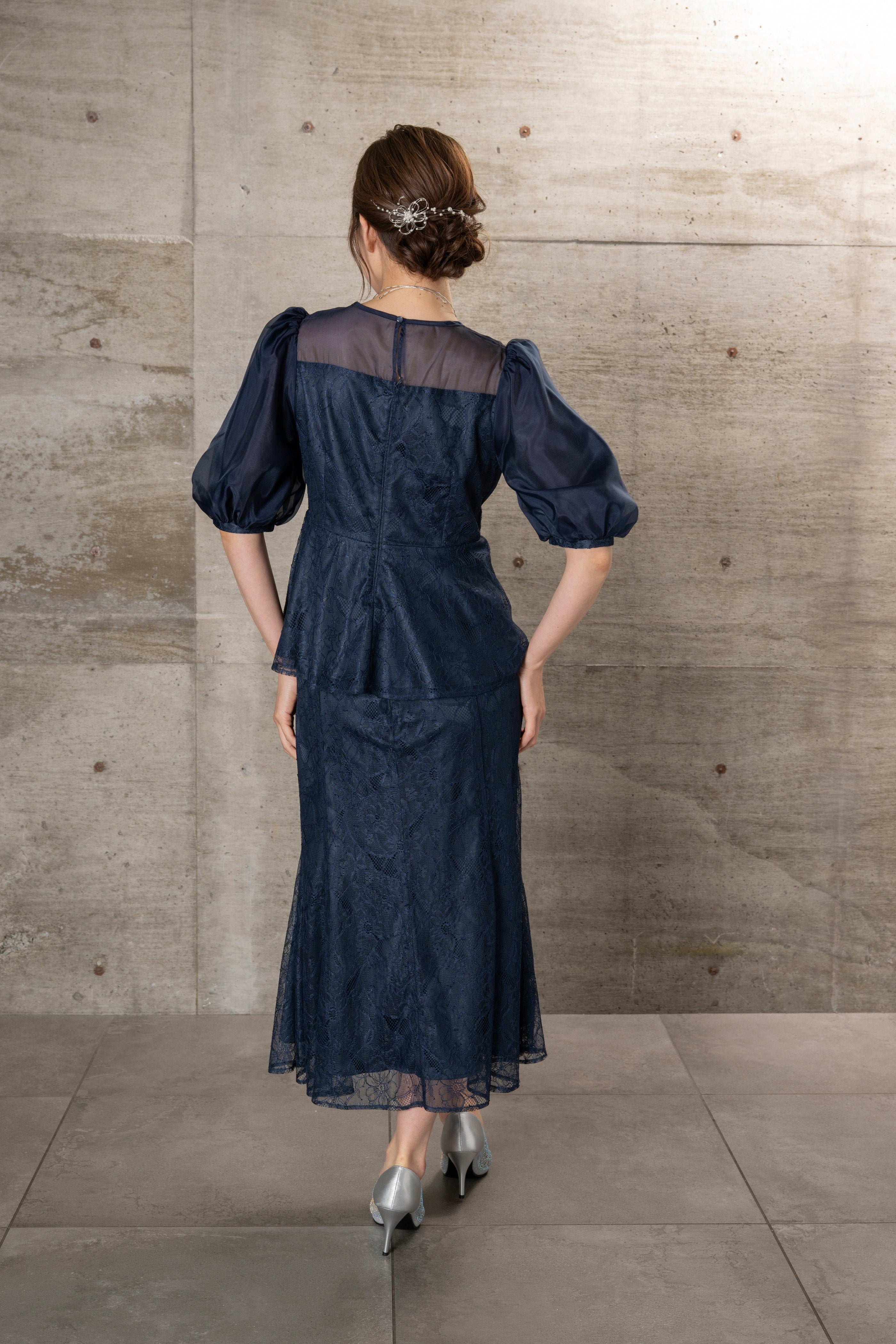 [レンタル] BELINDA DE CAPRIS マーメイドビスチェ風2P スカートドレス ネイビー Lサイズ