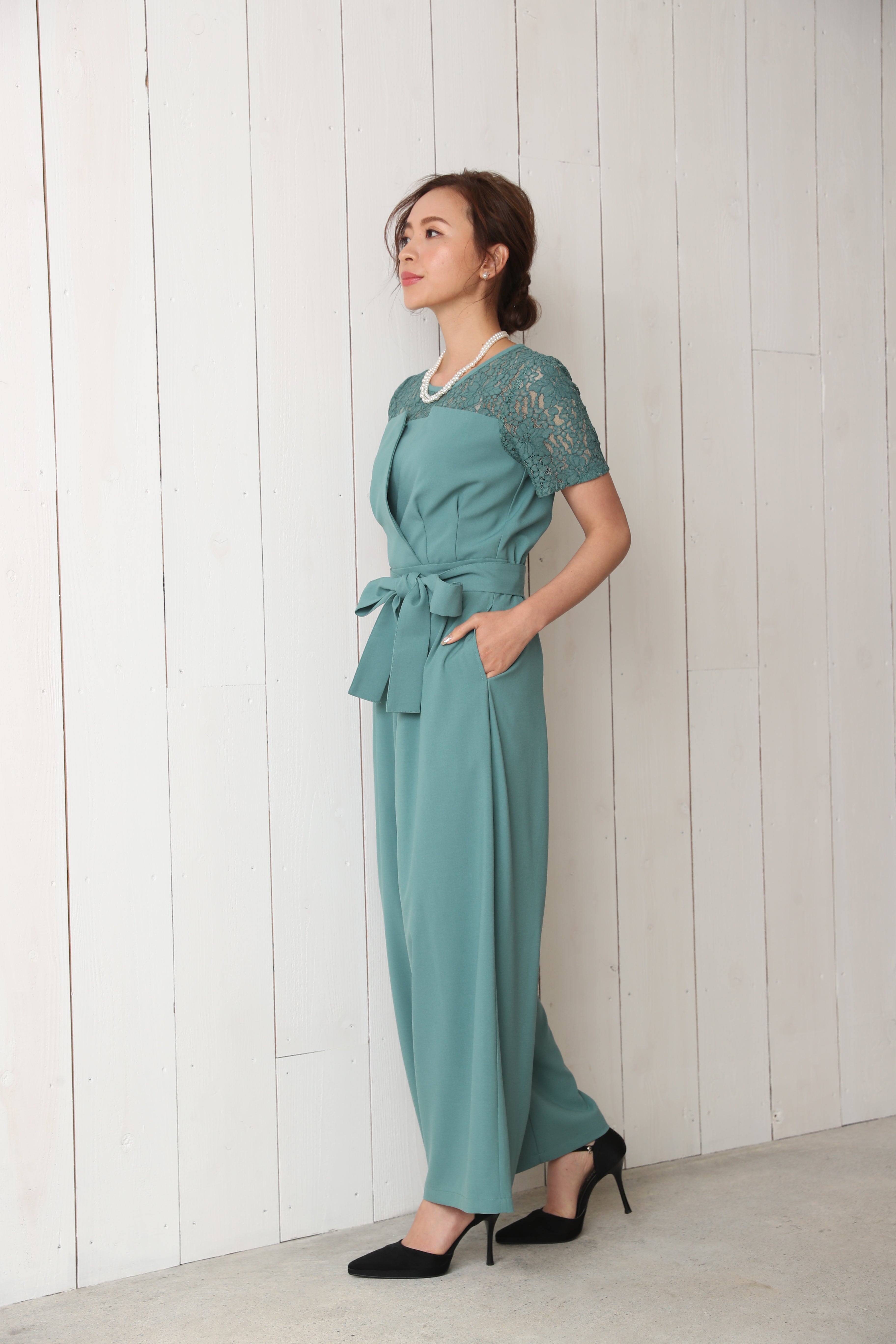 [レンタル] BELINDA DE CAPRIS 袖付きタックテーパード オールインワン パンツドレス ミントの宅配レンタル - 17