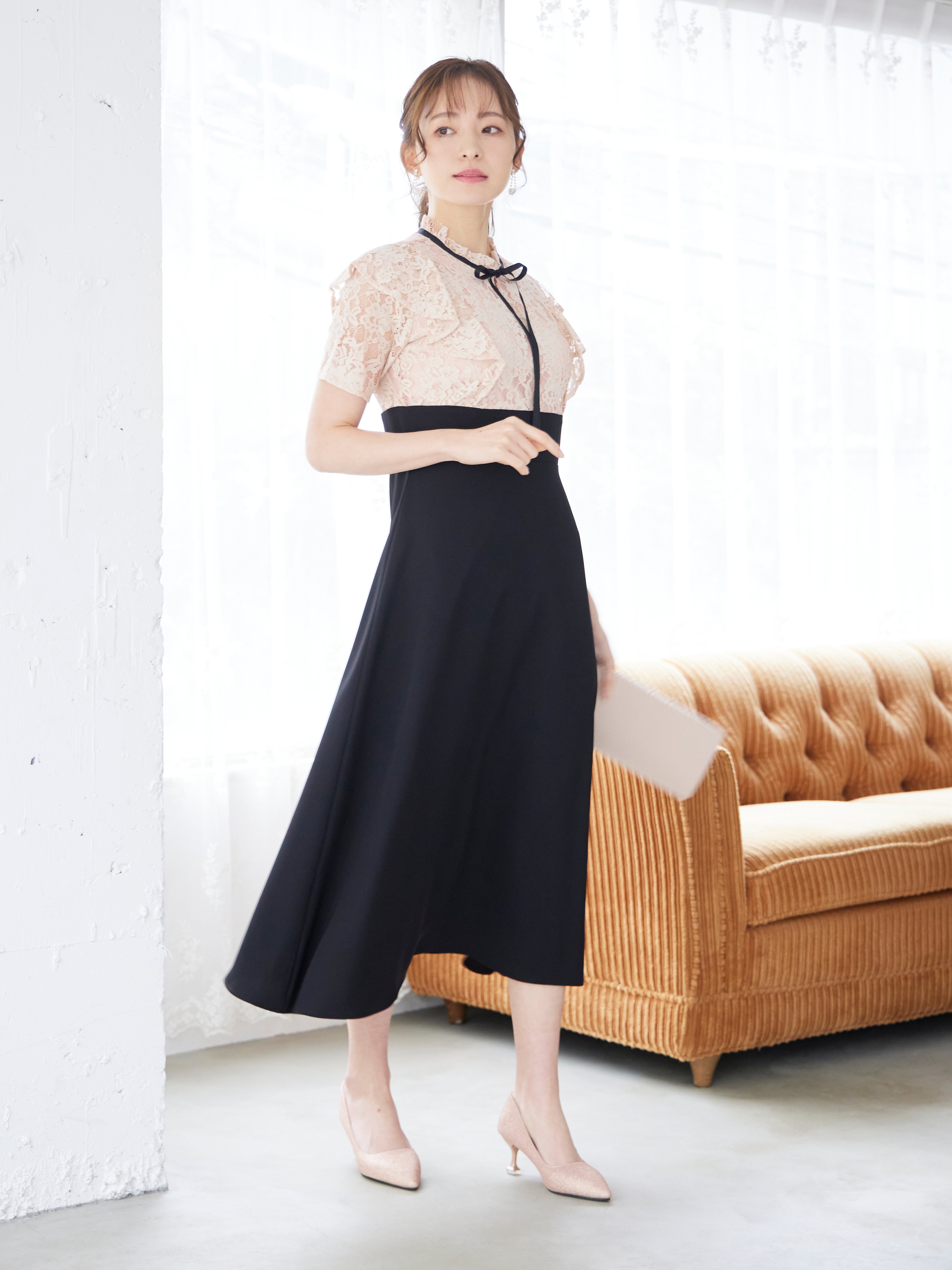 [レンタル] BELINDA DE CAPRIS レース切り替え タイトワンピースドレス ピンクの宅配レンタル - 3